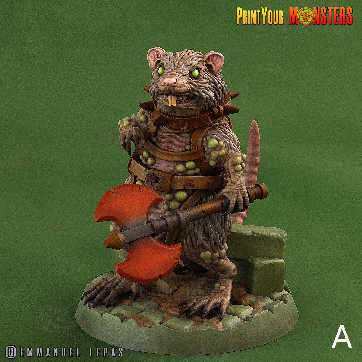 Toxic Rat Soldiers - Print Your Monsters | Toxic | Rat Dominion| 32mm | Axe | Sword | Poison | Vermin | Ratfolk | Ratmen