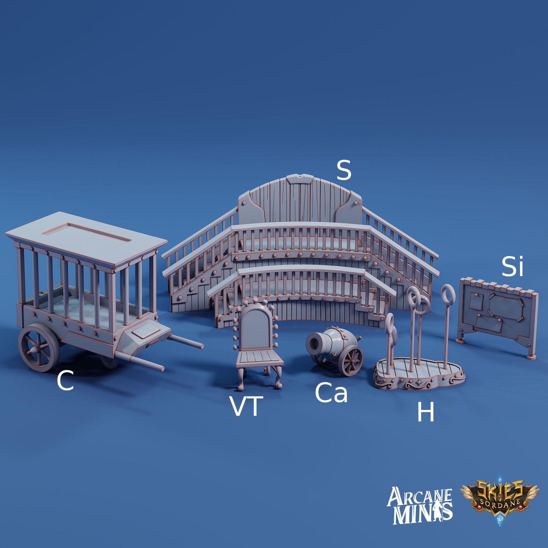 Circus Scatter Terrain - Arcane Minis | 32mm | Cirque du Sordane | Trapeze | Strength Tester | Hoop | Ring | Cannon