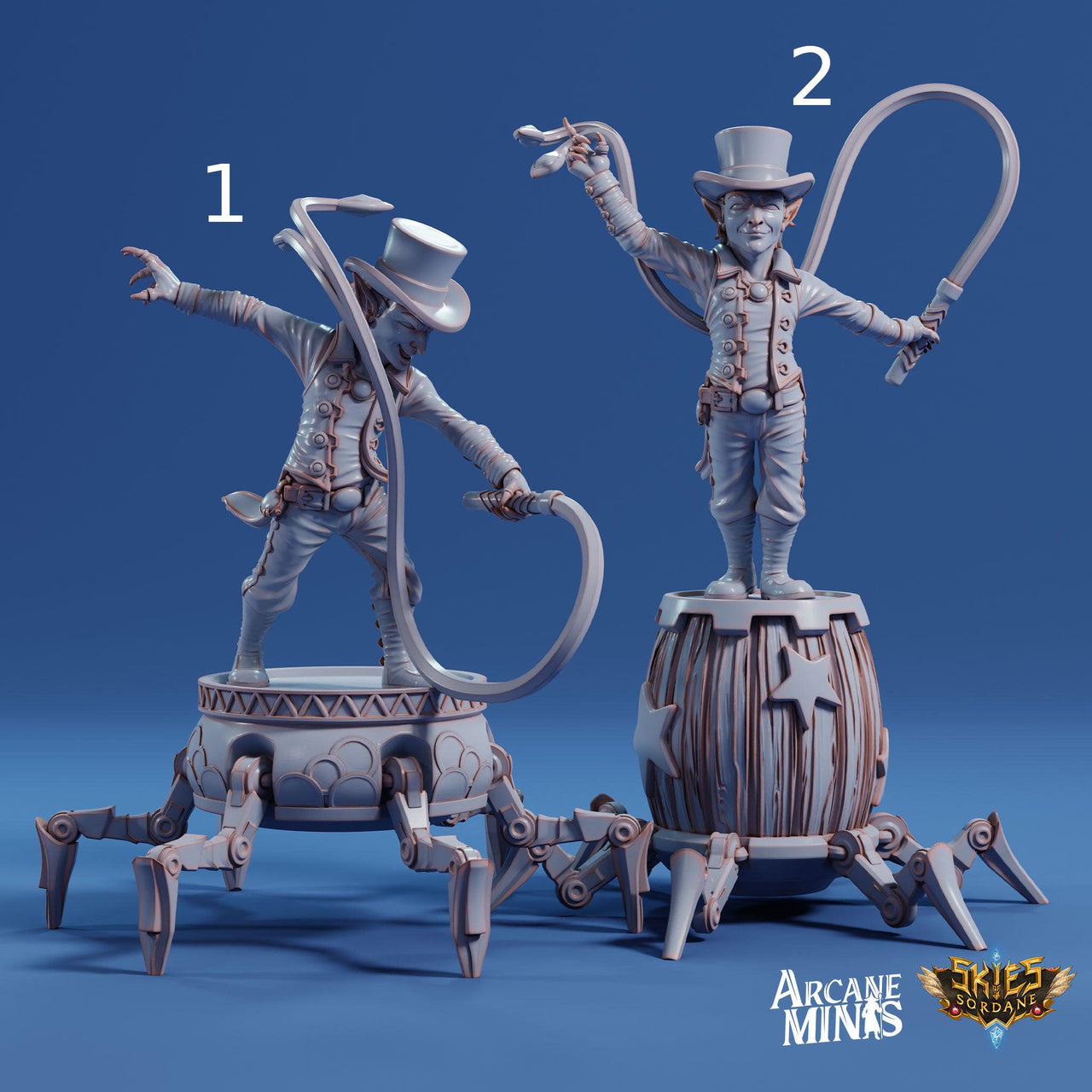 Tiltik Goblin Ringmaster - Arcane Minis | 32mm | Cirque du Sordane | Performer | Circus | Whip | Steampunk | Robot
