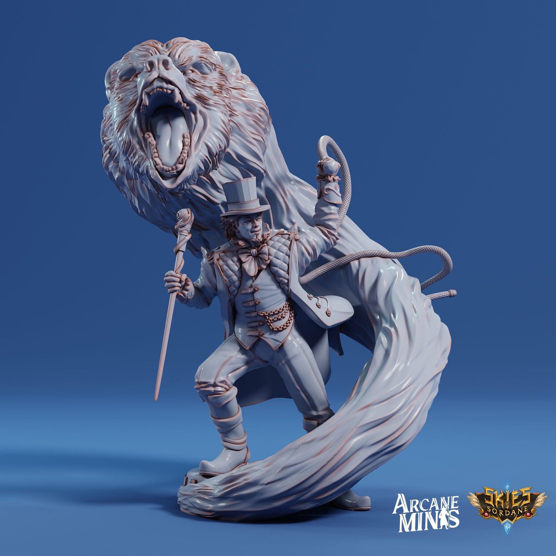 Human Bard Male, Ring Master - Arcane Minis | 32mm | Cirque du Sordane | Performer | Circus | Magician | Summoner | Whip | Top hat