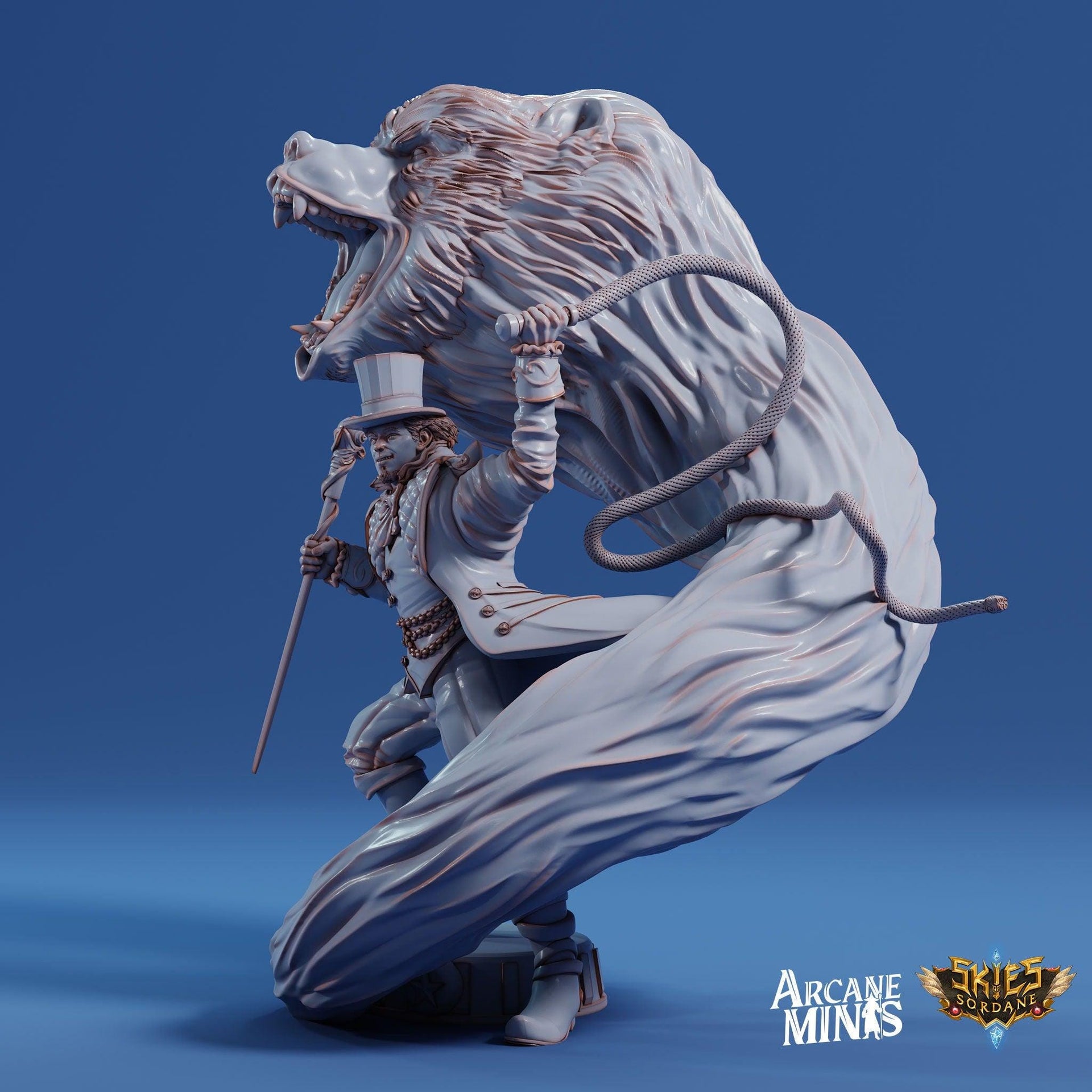 Human Bard Male, Ring Master - Arcane Minis | 32mm | Cirque du Sordane | Performer | Circus | Magician | Summoner | Whip | Top hat