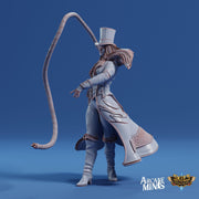 Human Bard Female, Ring Master - Arcane Minis | 32mm | Cirque du Sordane | Performer | Circus | Magician | Summoner | Whip | Tophat