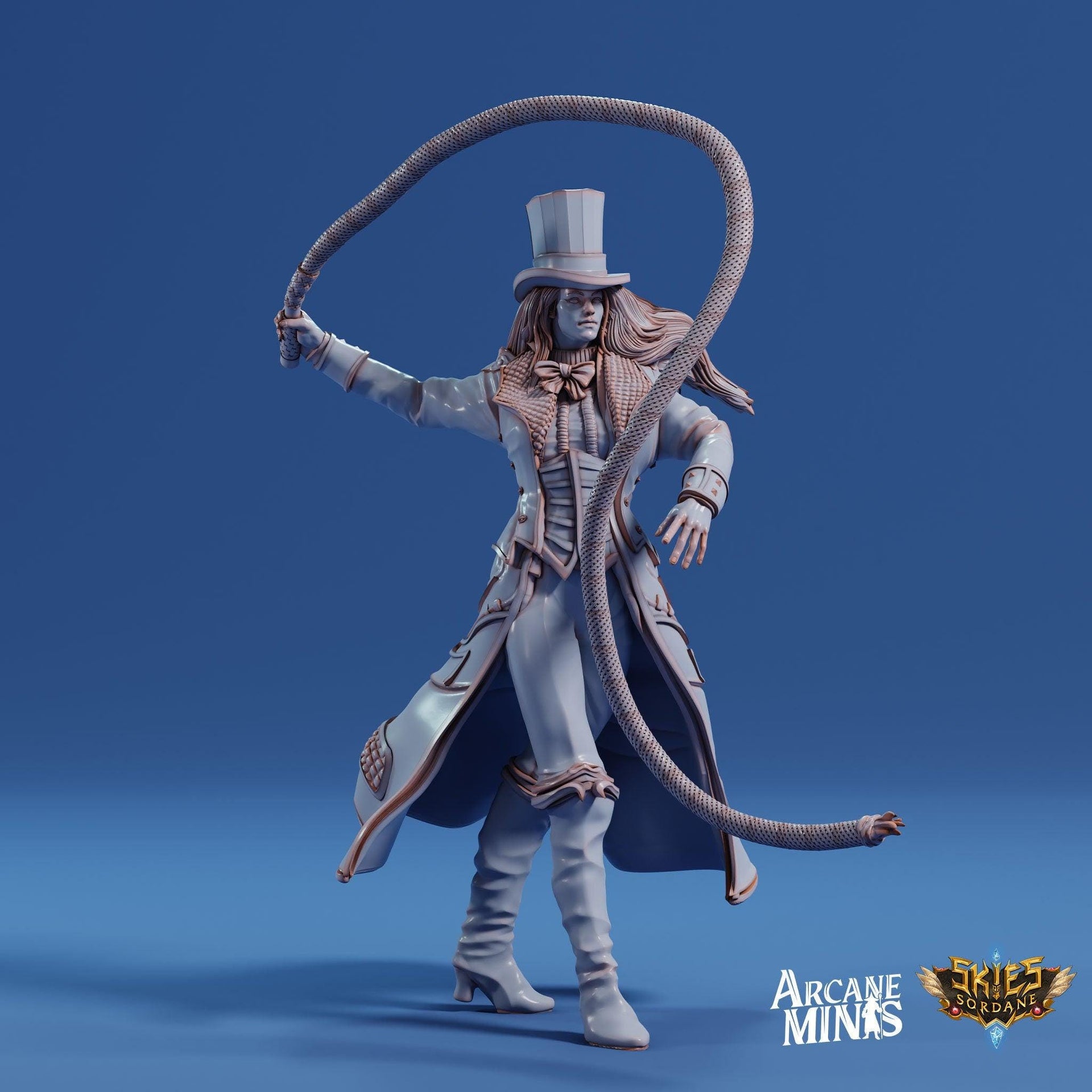 Human Bard Female, Ring Master - Arcane Minis | 32mm | Cirque du Sordane | Performer | Circus | Magician | Summoner | Whip | Tophat