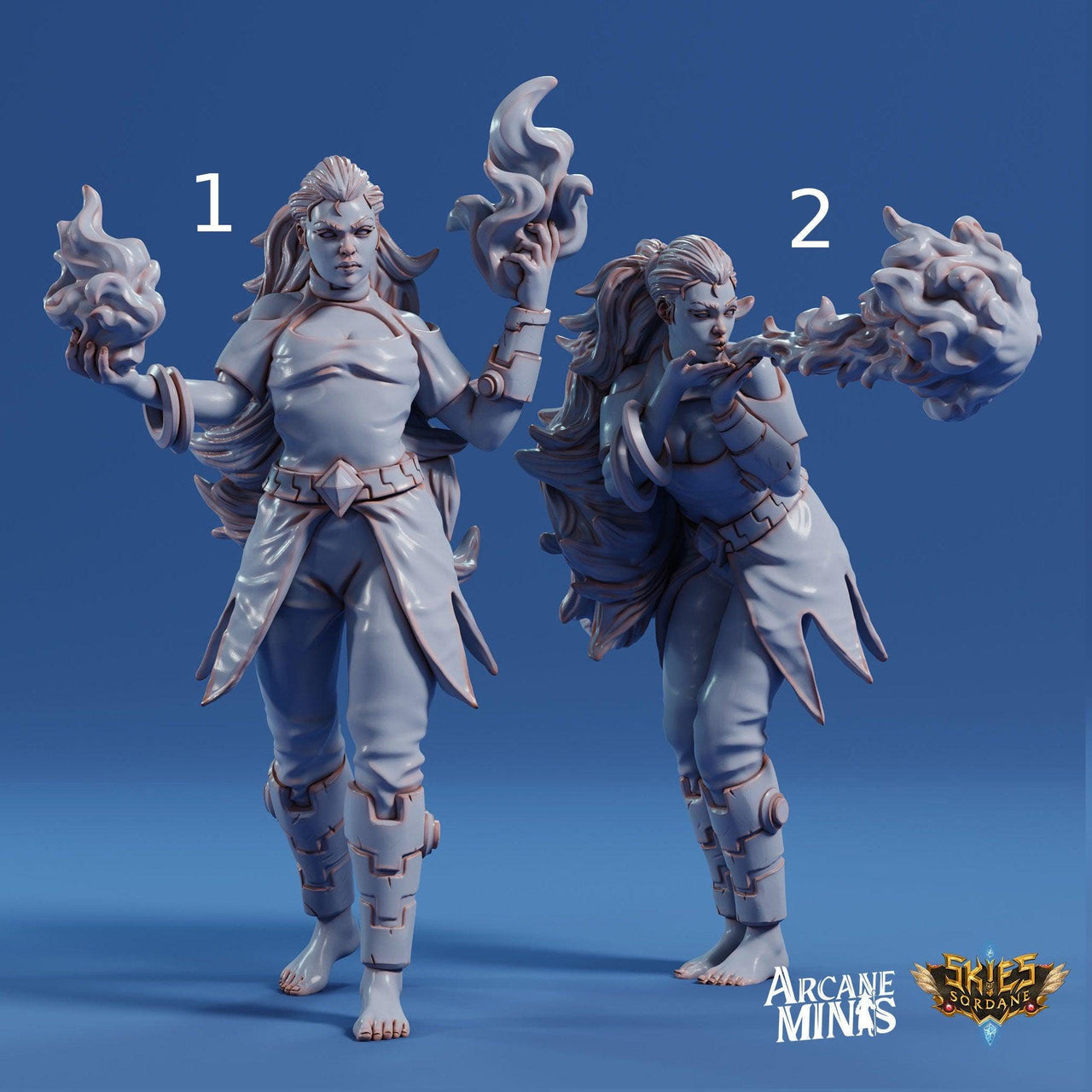 Fire Elemdar Firebreather - Arcane Minis | 32mm | Cirque du Sordane | Performer | Sorcerer | Mage | Elementalist