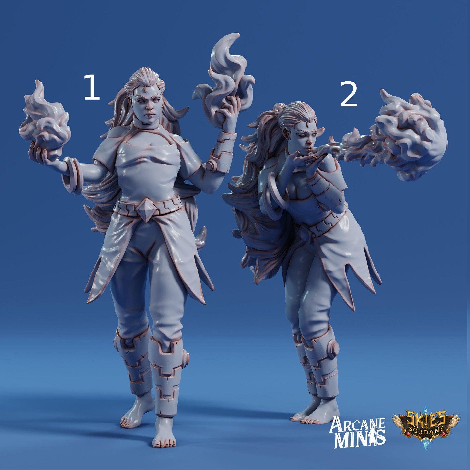 Fire Elemdar Firebreather - Arcane Minis | 32mm | Cirque du Sordane | Performer | Sorcerer | Mage | Elementalist