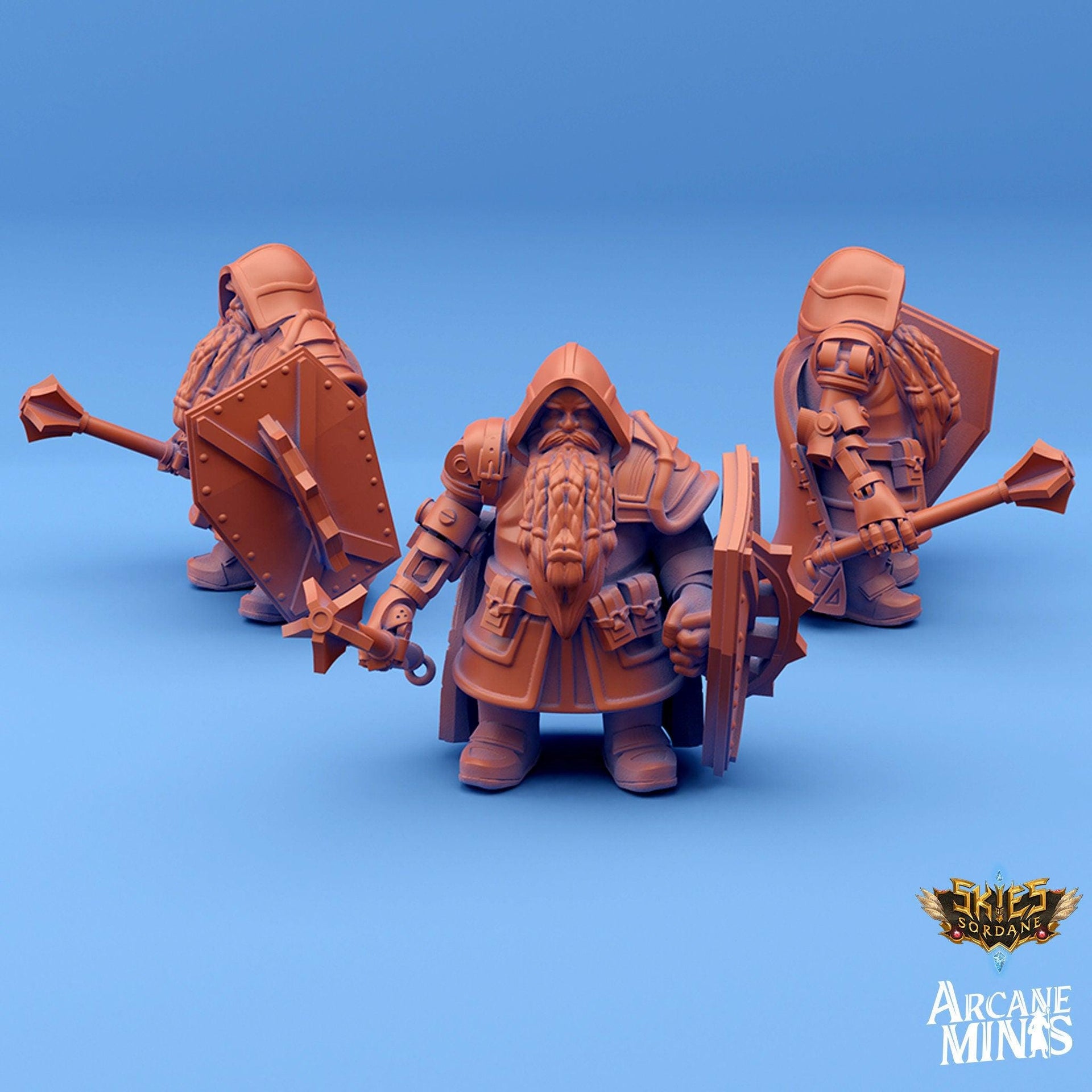 Dwarf Cleric - Arcane Minis | 32mm | Merchant | Owl | Hammer | Steampunk | Paladin