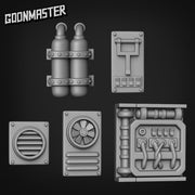 Panels - Goonmaster Basing Bits | Miniature | Wargaming | Roleplaying Games | 32mm | Basing Supplies | Power Station | Vents | Fans