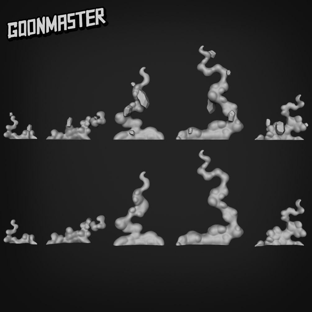 Floating Rocks and Smoke - Goonmaster Basing Bits | Miniature | Wargaming | Roleplaying Games | 32mm | Basing Supplies | Mine | Battlefield