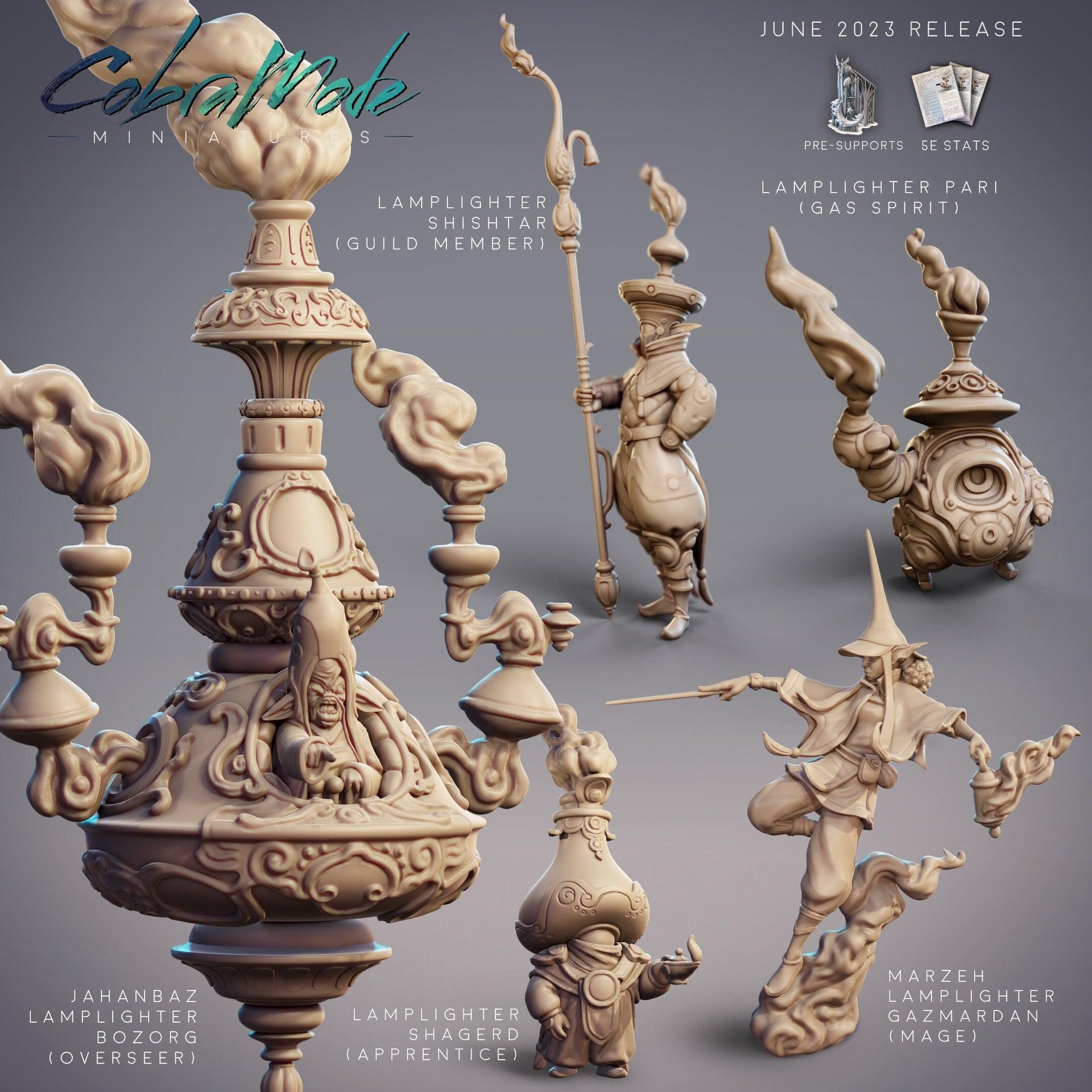 Lamplighter Gazmardan Pari, Gas Elemental - CobraMode | Miniature | Wargaming | Roleplaying Games | 32mm | Golem | Mech