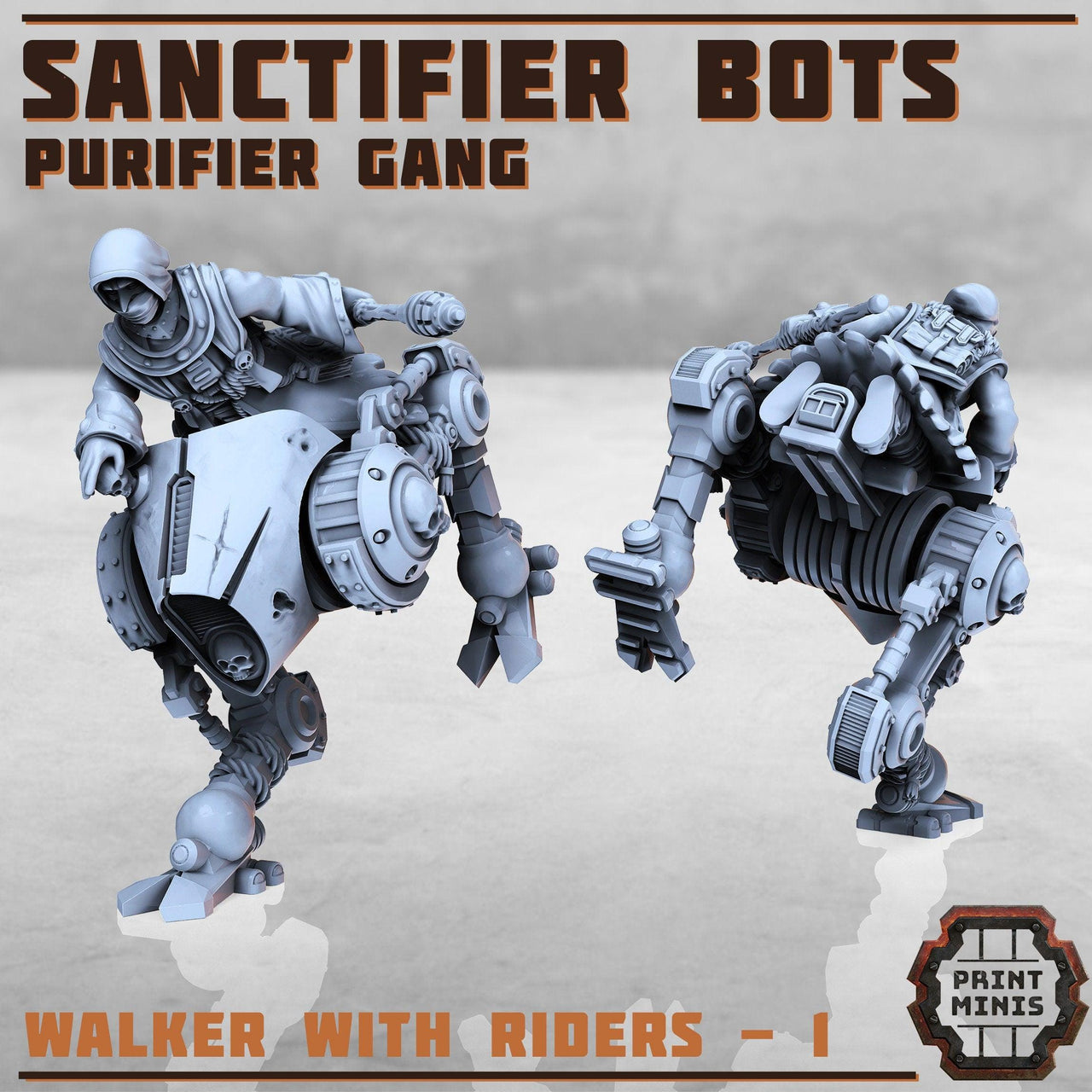 Sanctifier Bot Riders, Scifi Cultists - Print Minis | Sci Fi | Light Infantry | 28mm Heroic | Wasteland | Apocalypse | Imperial | Rogue