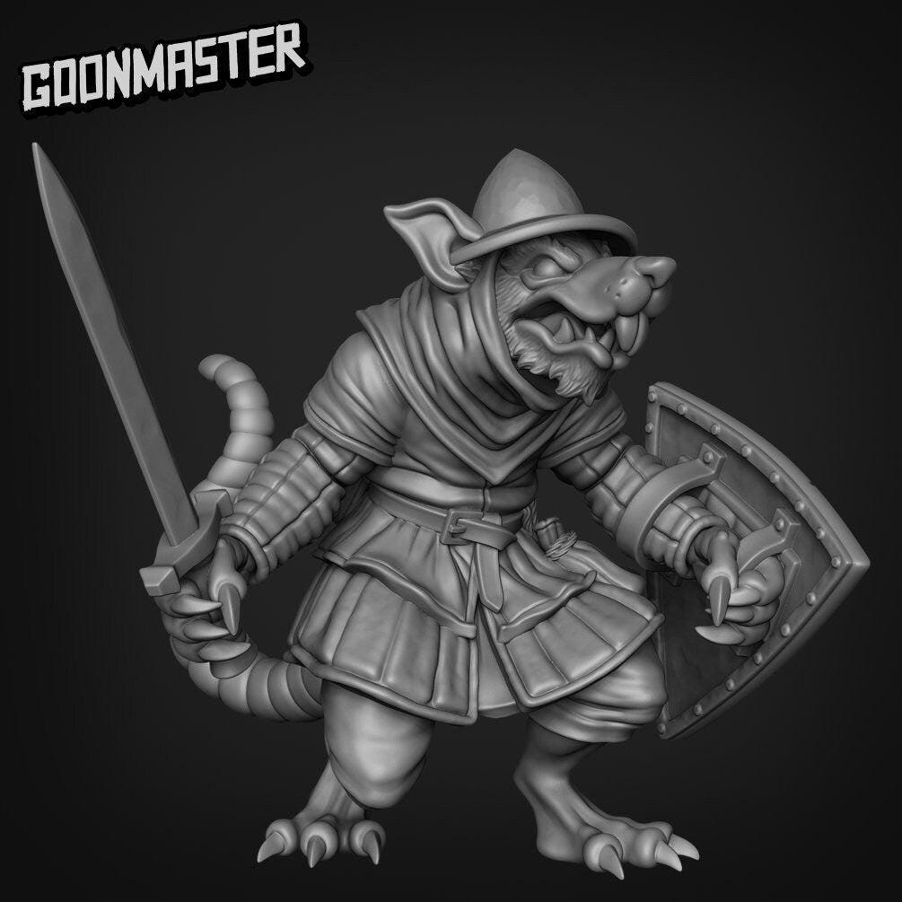 Rat Soldier - Goonmaster | Miniature | Mighty Meerkat  | Wargaming | Roleplaying Games | 32mm | Soldier | Mercenary | Warband