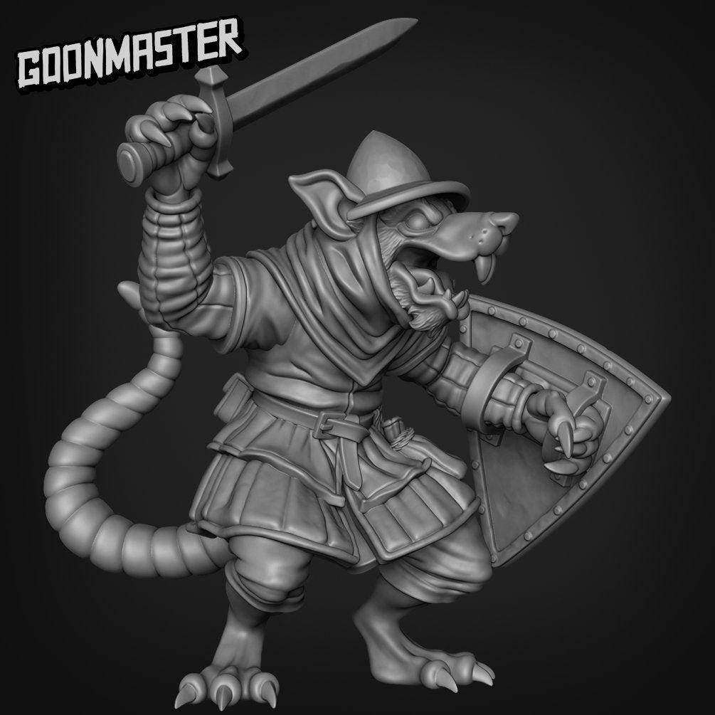 Rat Soldier - Goonmaster | Miniature | Mighty Meerkat  | Wargaming | Roleplaying Games | 32mm | Soldier | Mercenary | Warband