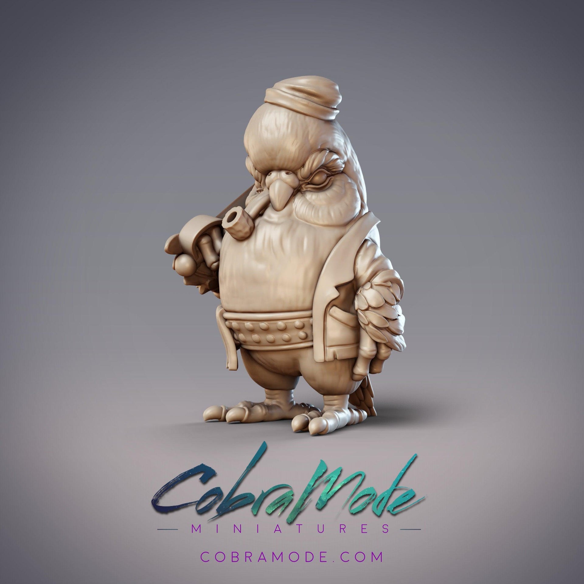 Budgekin Bosun Zigan, Budgie Dockworker - CobraMode | Miniature | Wargaming | Roleplaying Games | 32mm | 54mm | Pidgeon | Birdfolk