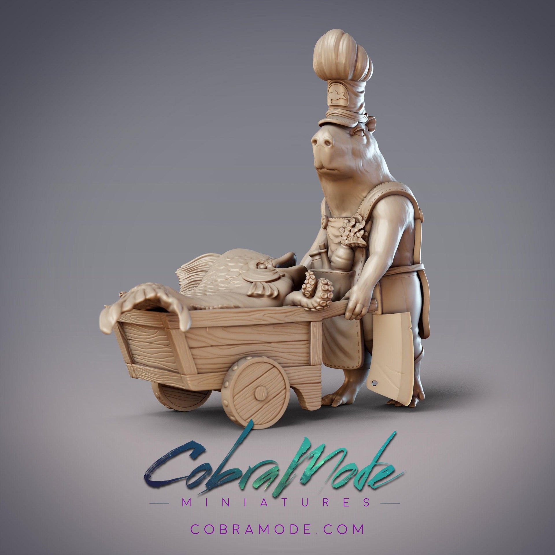 Cavy Pirate Cook Nurma, Capybara Fishmonger - CobraMode | 28mm and 32mm | Wargaming | DnD | Tabletop Roleplaying