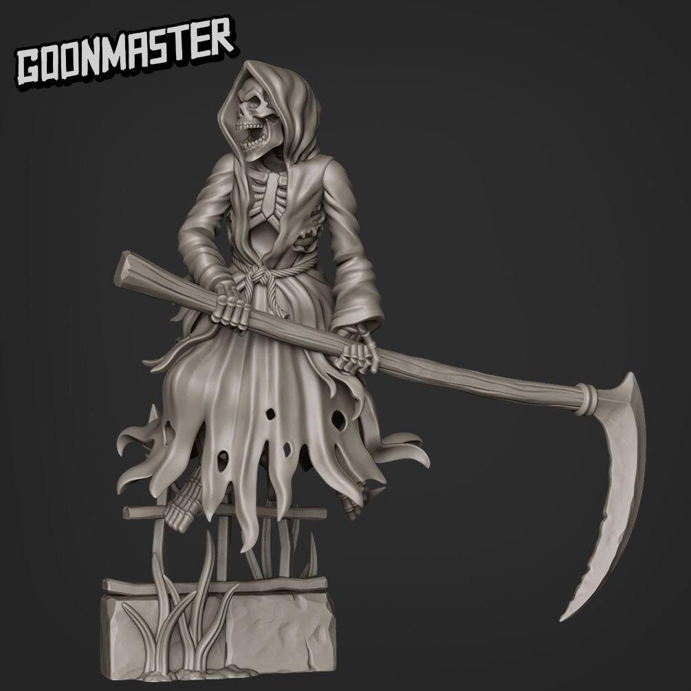 Grim Reaper  - Goonmaster | Miniature | Spooky Town | Wargaming | Roleplaying Games | 32mm | Death | Skeleton | Scythe