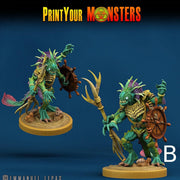 Searakin, Fish folk Warriors - Print Your Monsters | D&D  | 32mm | Mermen | Fishfolk | Deapsea
