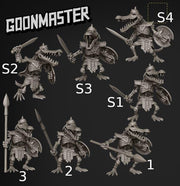 Crocodile Skeleton Warrior - Goonmaster | Miniature | Gruff Goats | Wargaming | Roleplaying Games | 32mm | Spear | Sword