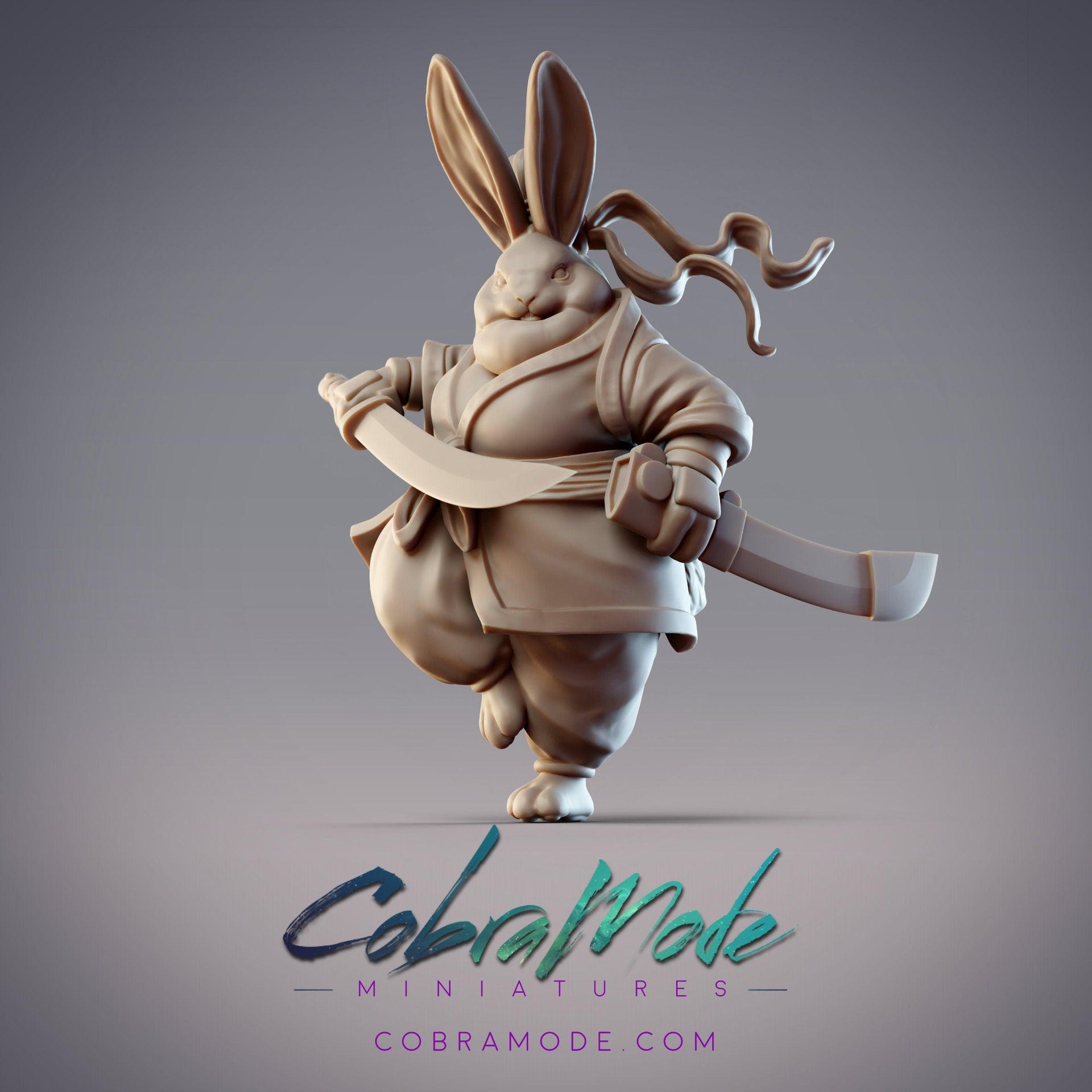 Guanghan Swordsman Indigo Jade, Rabbit Fighter - CobraMode | Miniature | Wargaming | Roleplaying Games | 32mm
