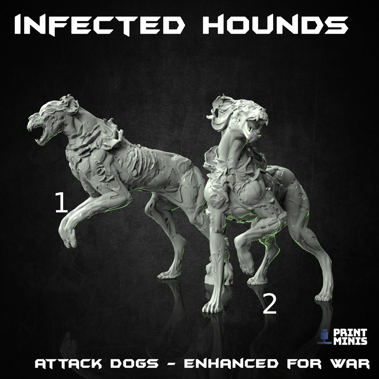 Infected Hounds - Print Minis | 28mm and 32mm | Wargaming | DnD | Tabletop Roleplaying