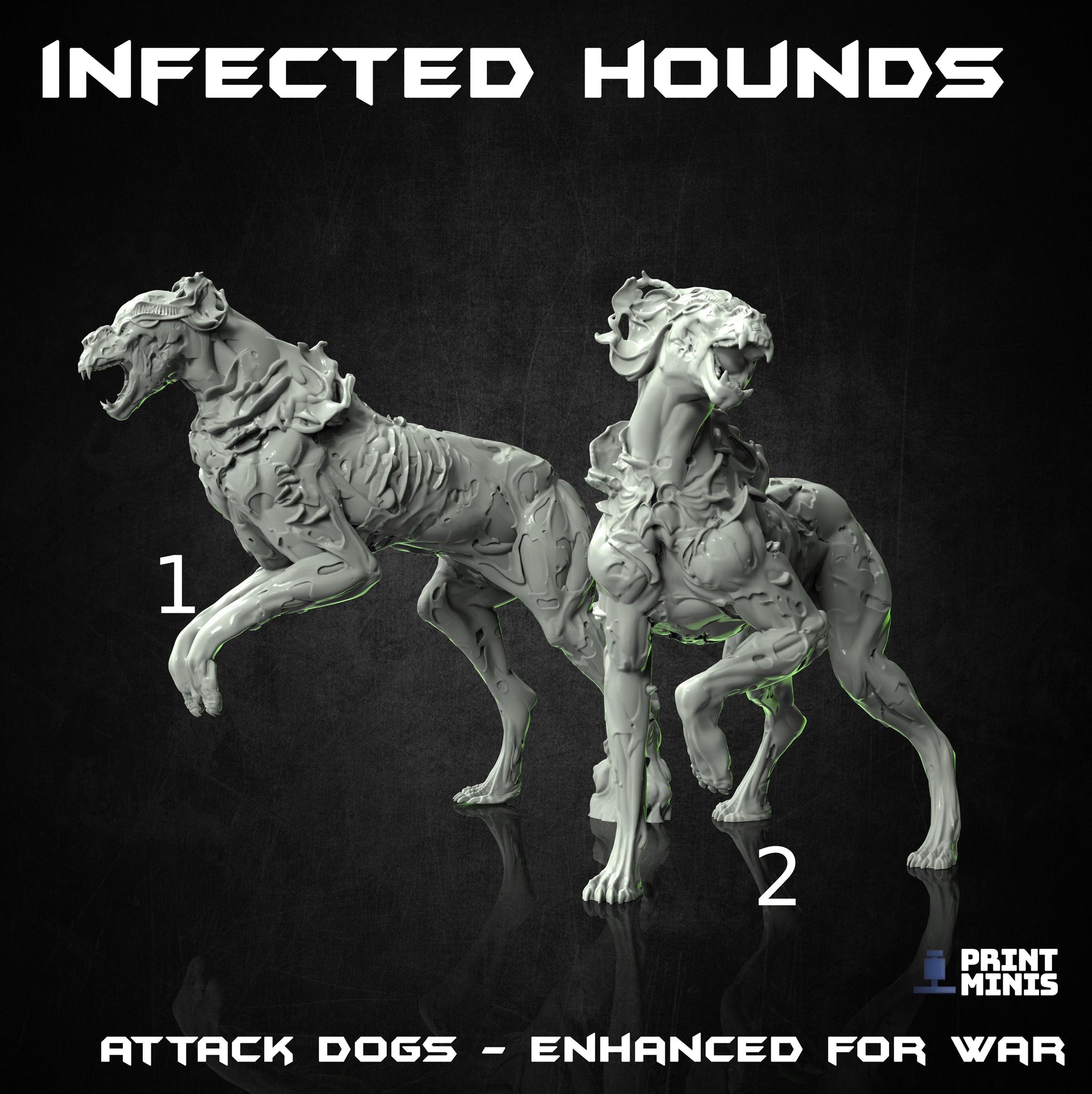 Infected Hounds - Print Minis | 28mm and 32mm | Wargaming | DnD | Tabletop Roleplaying