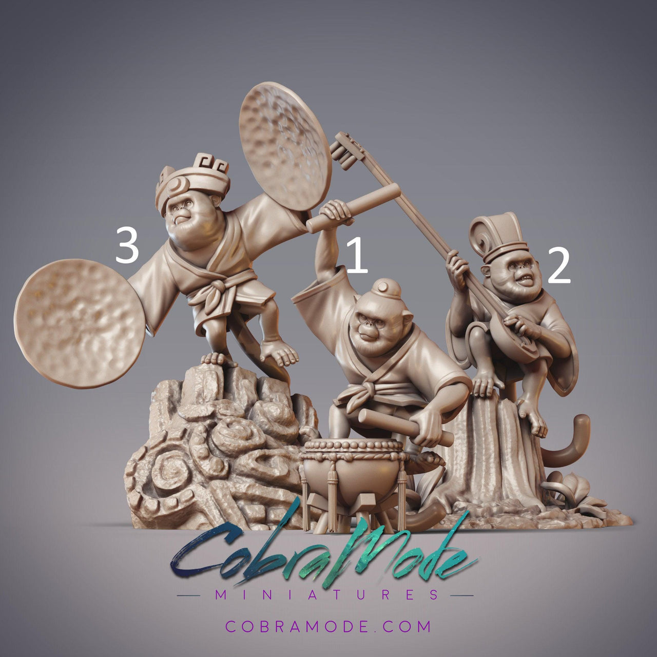 Sarugami Bards, Gibbon Performers - CobraMode | 28mm and 32mm | Wargaming | DnD | Tabletop Roleplaying