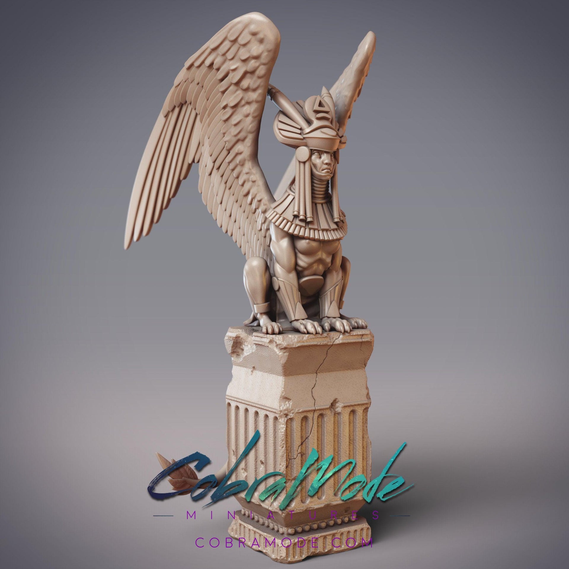 Ahurazad Sphinx Zarha-Anu, Sphinx Statue - CobraMode - CobraMode | 28mm and 32mm | Wargaming | DnD | Tabletop Roleplaying
