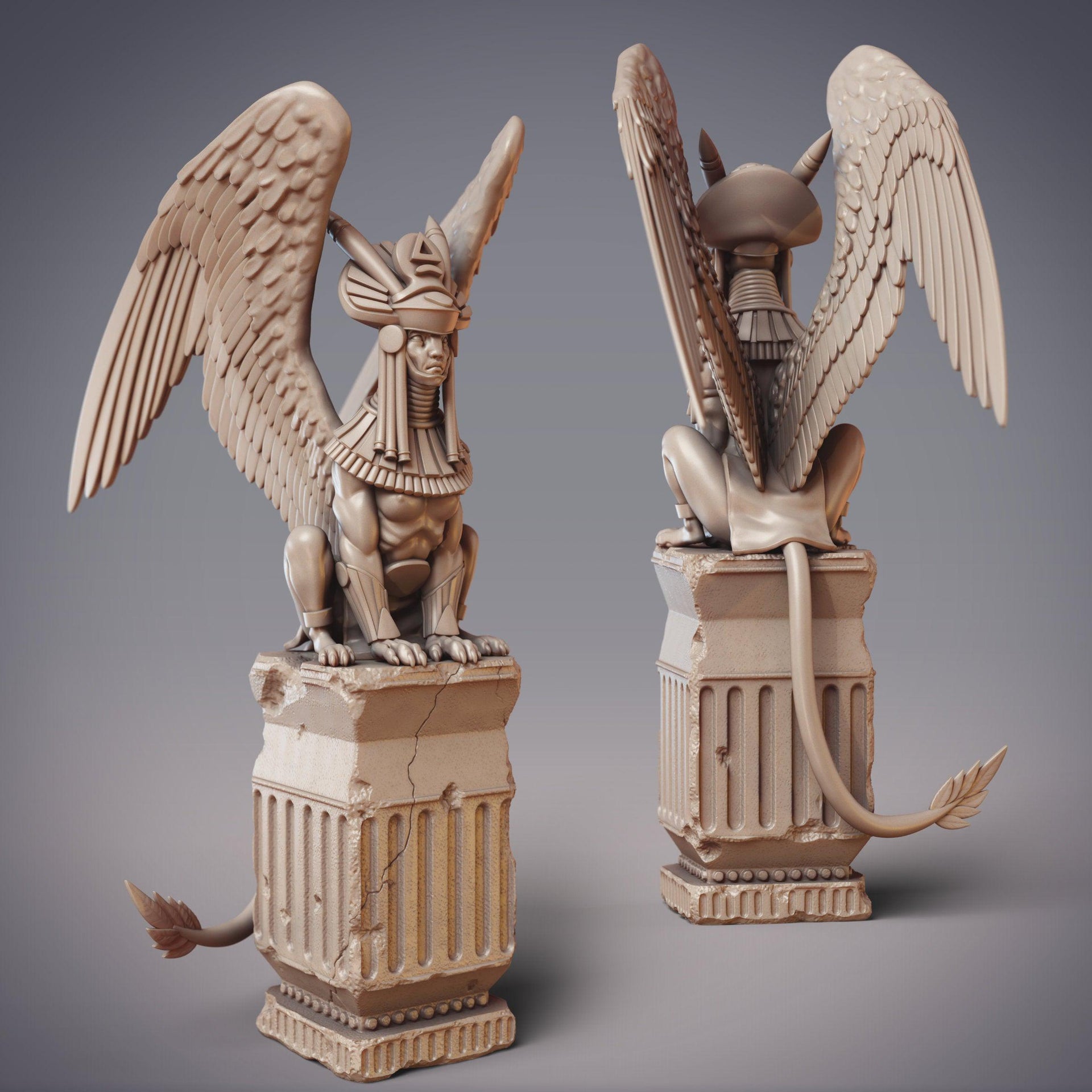 Ahurazad Sphinx Zarha-Anu, Sphinx Statue - CobraMode - CobraMode | 28mm and 32mm | Wargaming | DnD | Tabletop Roleplaying