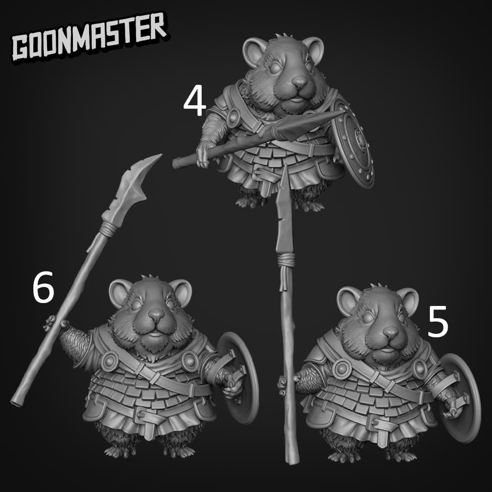 Hamster Spear Warrior. Hams of War- Goonmaster | 28mm and 32mm | Wargaming | DnD | Tabletop Roleplaying