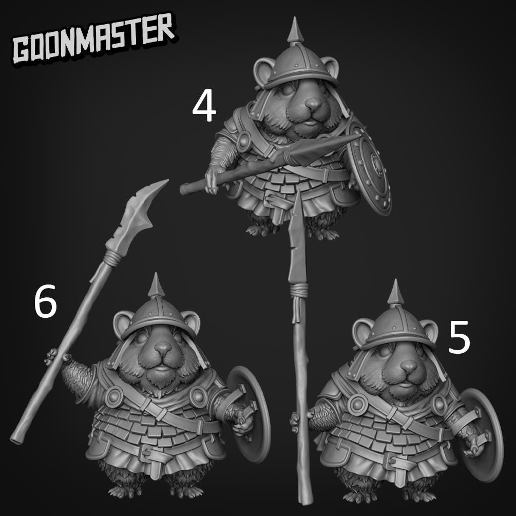 Hamster Spear Warrior. Hams of War- Goonmaster | 28mm and 32mm | Wargaming | DnD | Tabletop Roleplaying