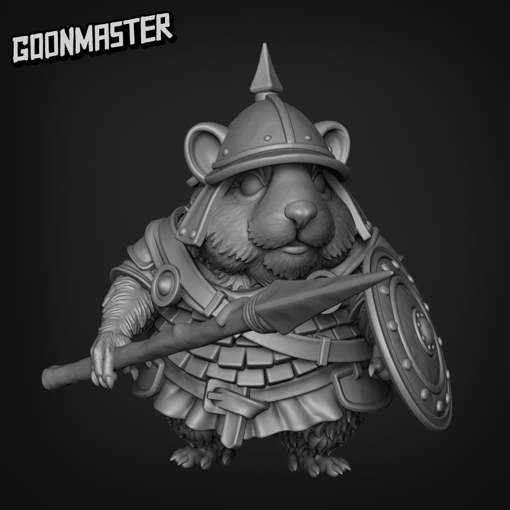 Hamster Spear Warrior. Hams of War- Goonmaster | 28mm and 32mm | Wargaming | DnD | Tabletop Roleplaying