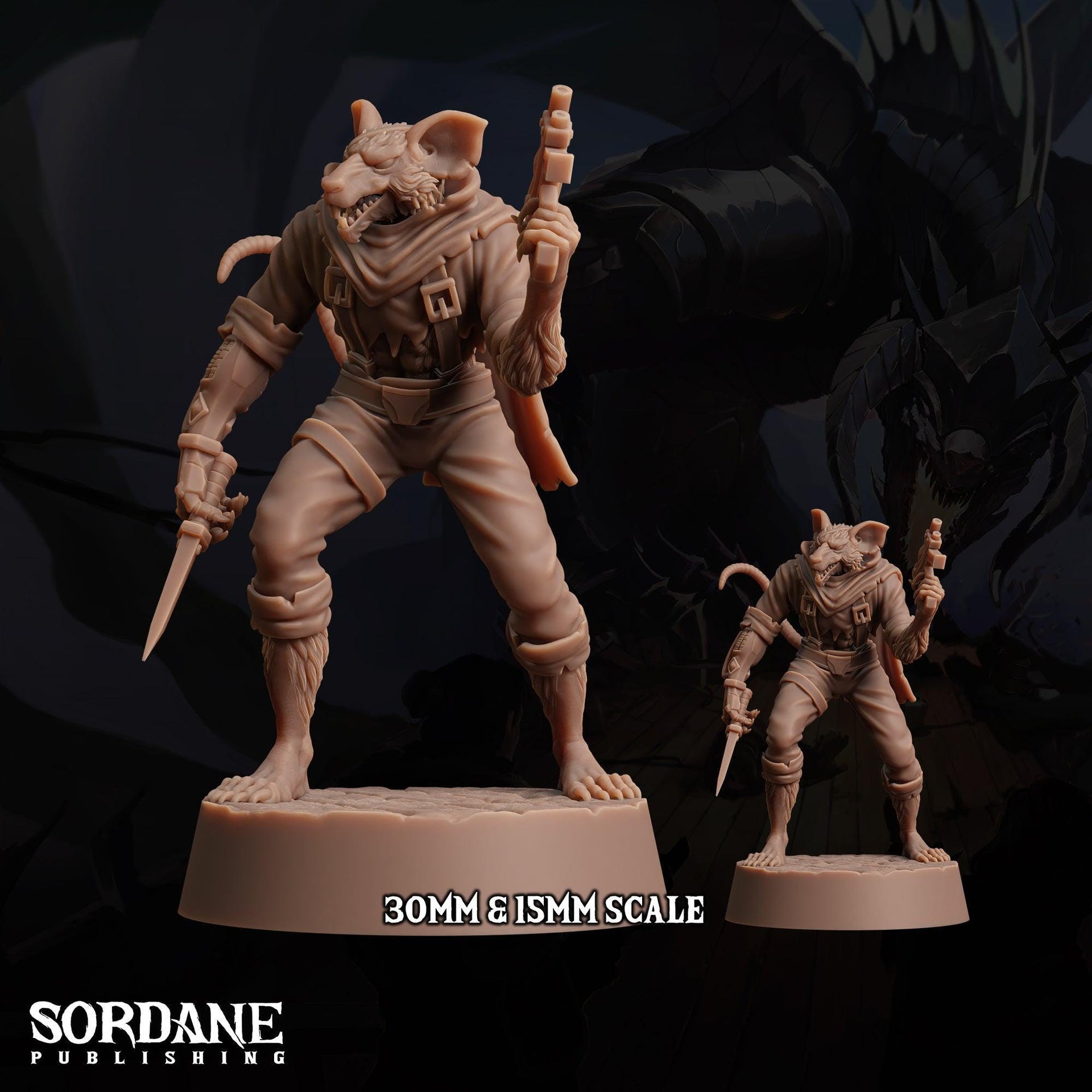 Wererat Assassin - Sordane Publishing | 28mm and 32mm | Wargaming | DnD | Tabletop Roleplaying
