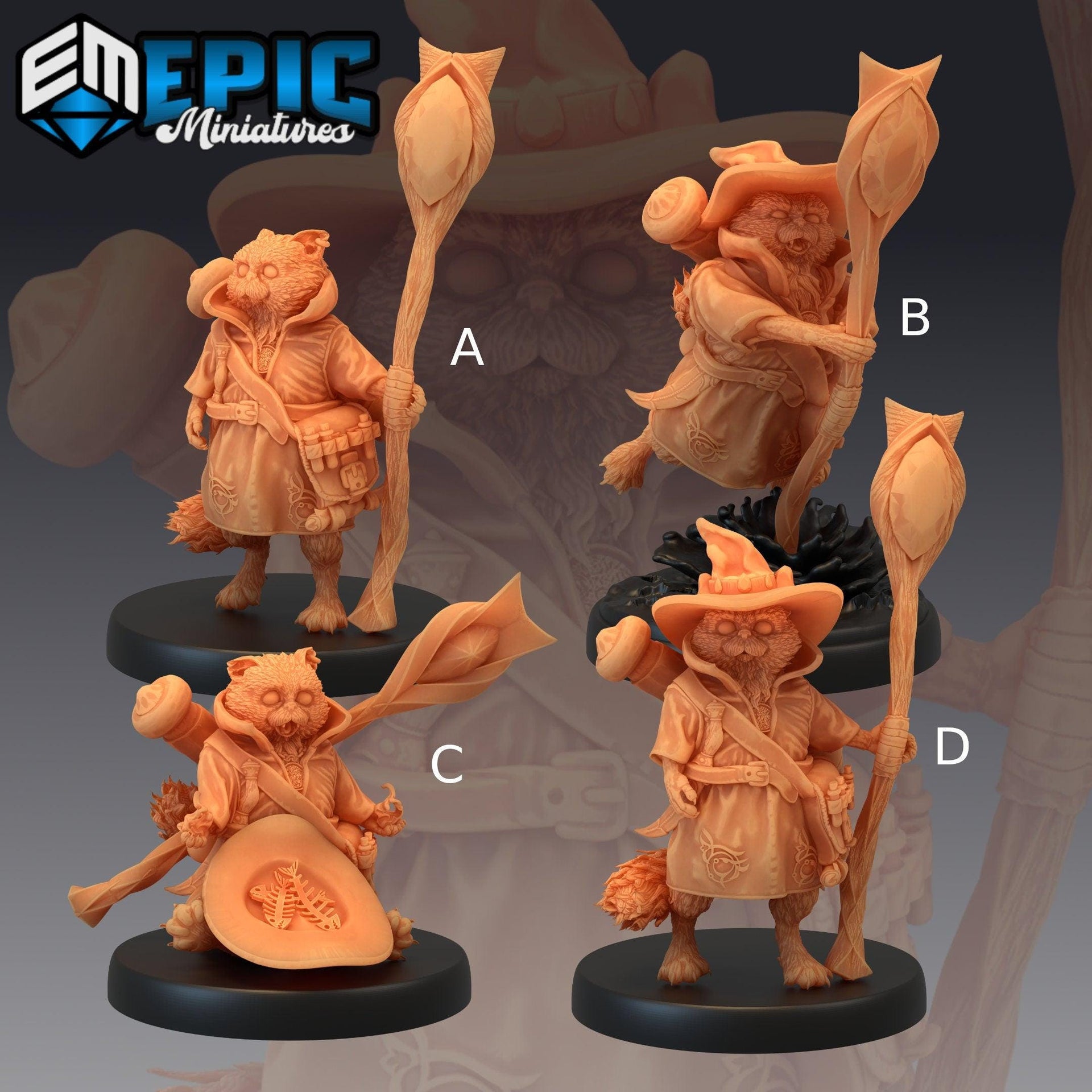 Tabaxi White Cat sorcerer - Epic Miniatures