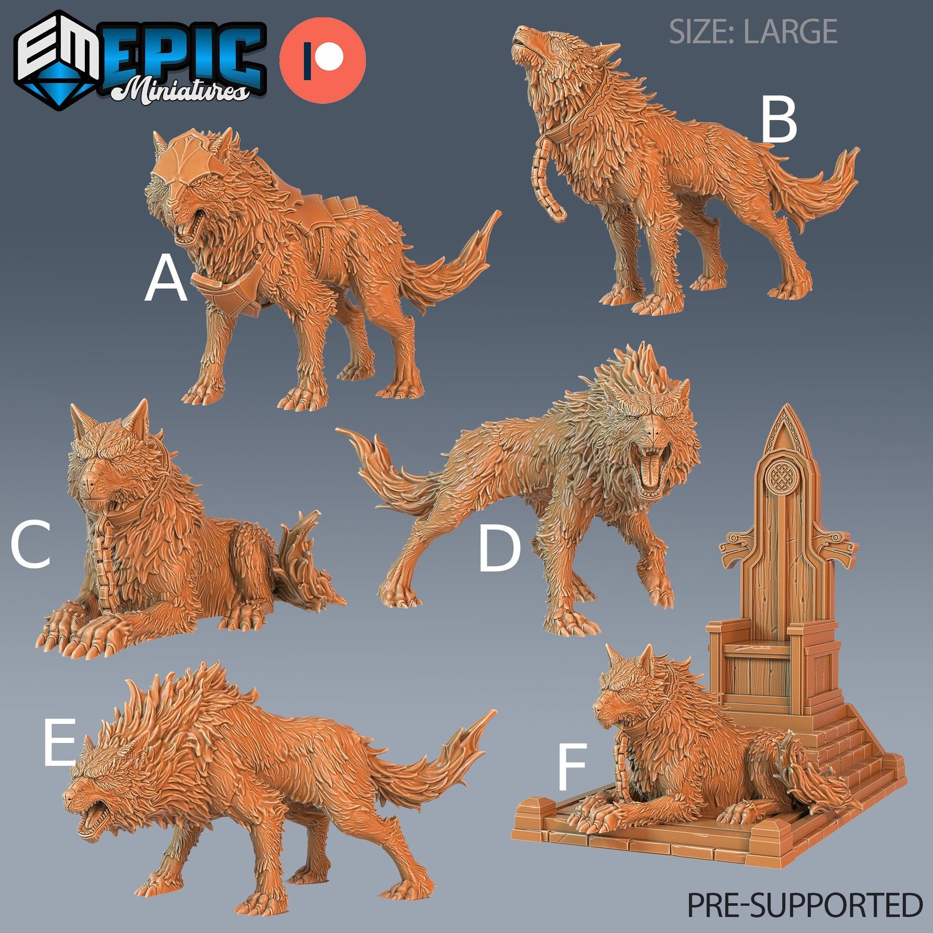 Fenrir Wolf - Epic Miniatures | 28mm and 32mm | Wargaming | DnD | Tabletop Roleplaying