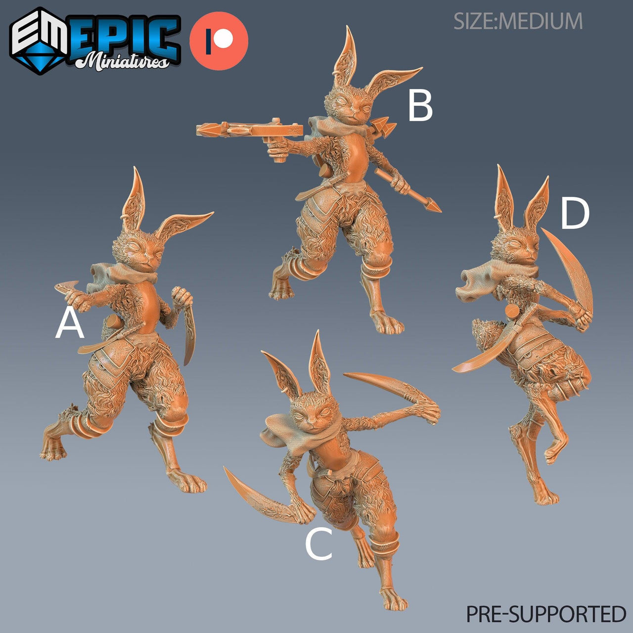 Rabbit Folk Warior - Epic Miniatures | 28mm | 32mm | Easter Surprise | Fighter | Assassin | Bunny | Rogue | Bandit