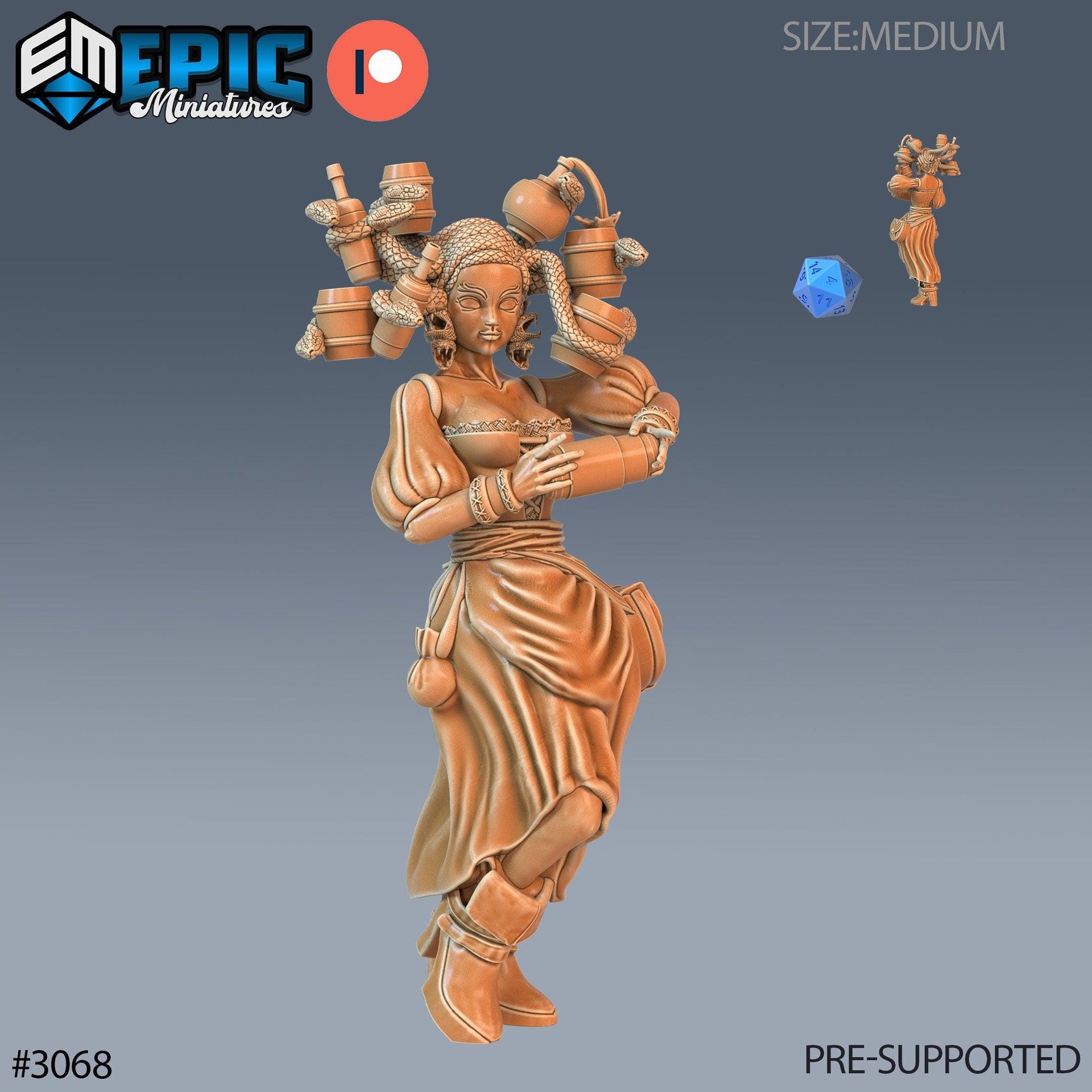 Gorgon Waitress - Epic Miniatures | 28mm | 32mm | Medusa | Tavern | Bartender