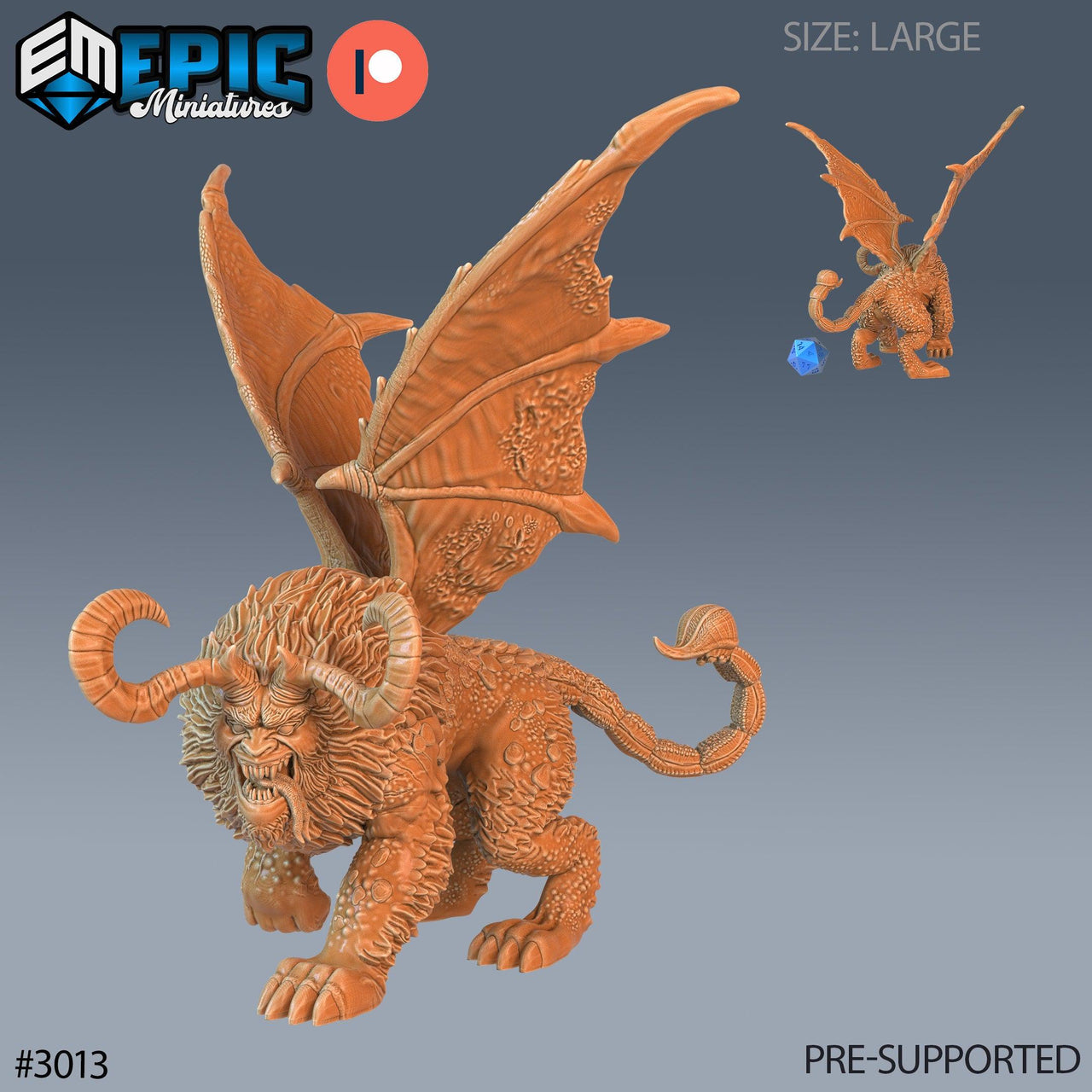 Manticore Classic - Epic Miniatures | Pathfinder | 28mm | 32mm | Lion | Scorpion | Bat