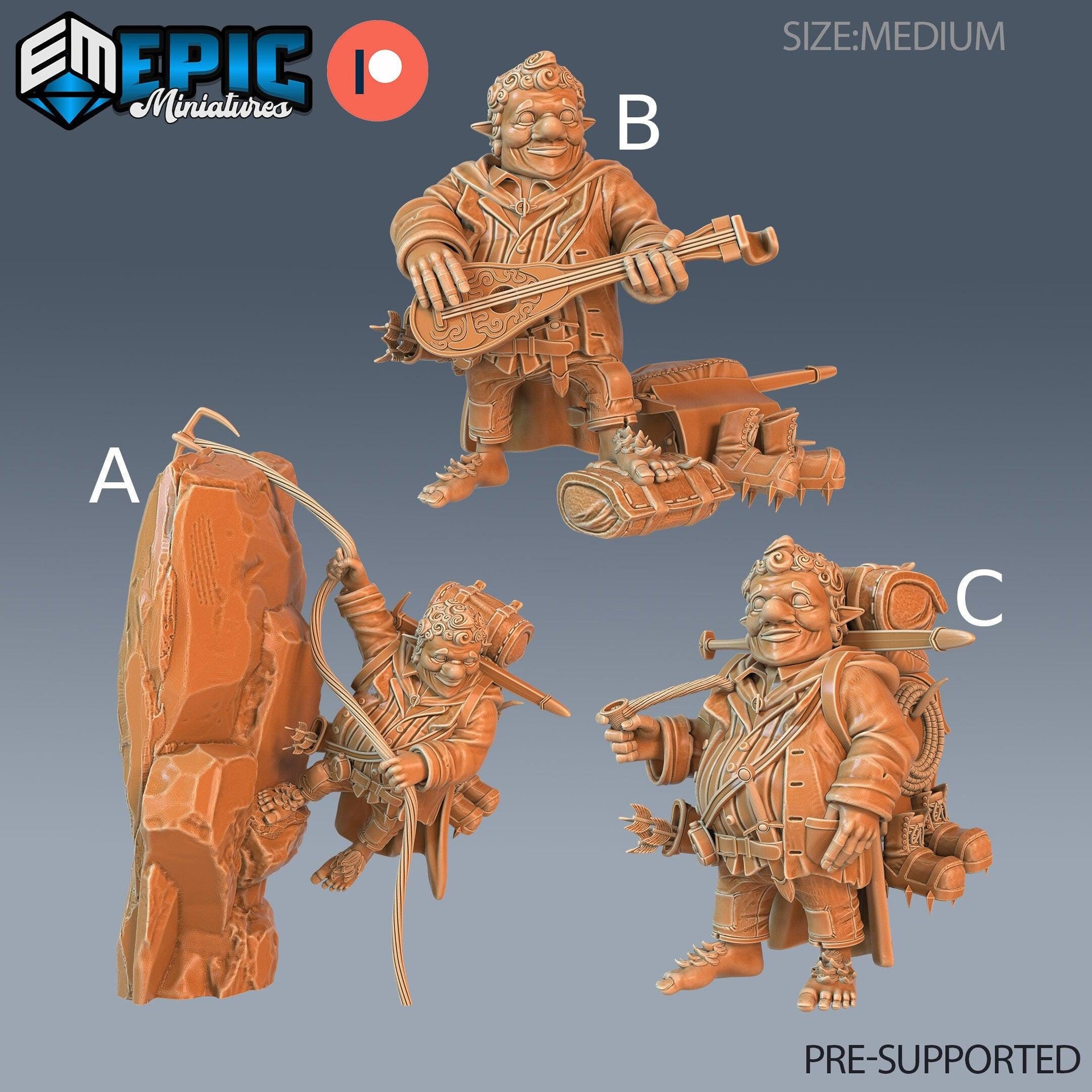 Halfling Traveler- Epic Miniatures | 28mm | 32mm | Rogue | Climbing | Lute | Pipe | Bard