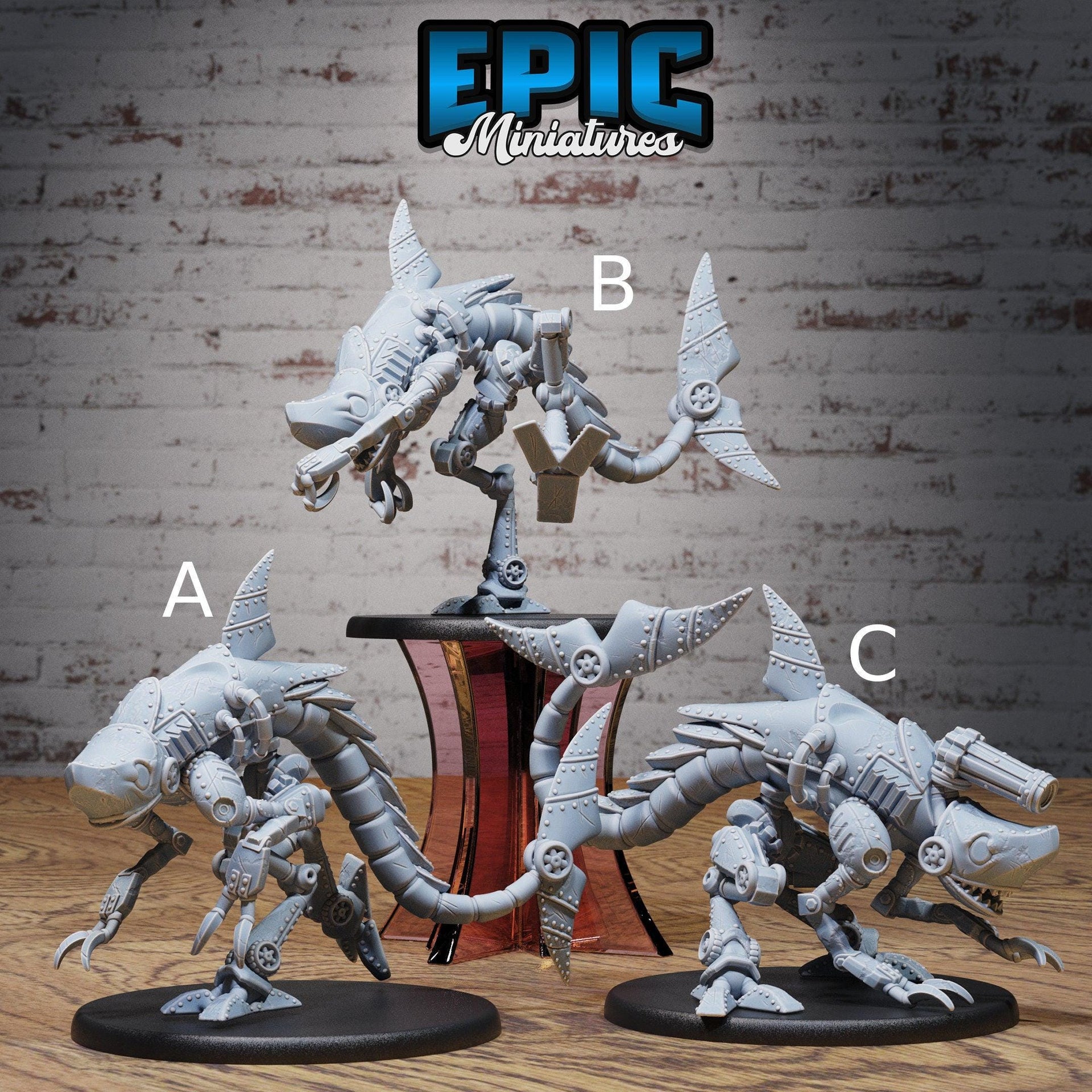 Steam-Tech X1100 Sharknator  - Epic Miniatures | Steam Inventions | 28mm | 32mm | Shark | Steampunk | Robot | Mech