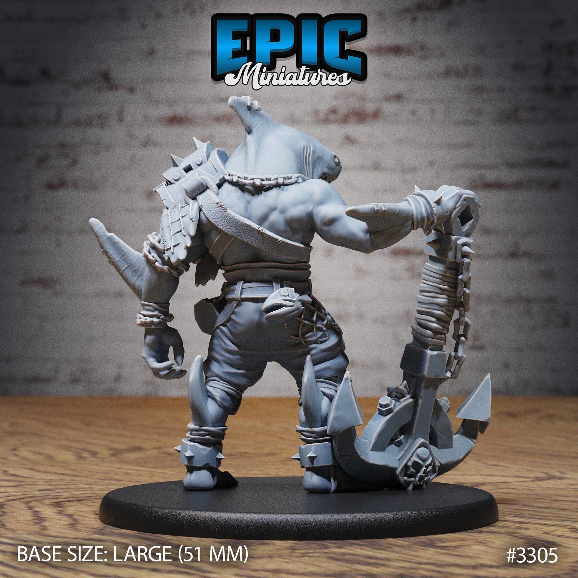Shark Folk Anchor Pirate - Epic Miniatures | 32mm | Pirate Scourge | Sharkin | Brawler | Champion