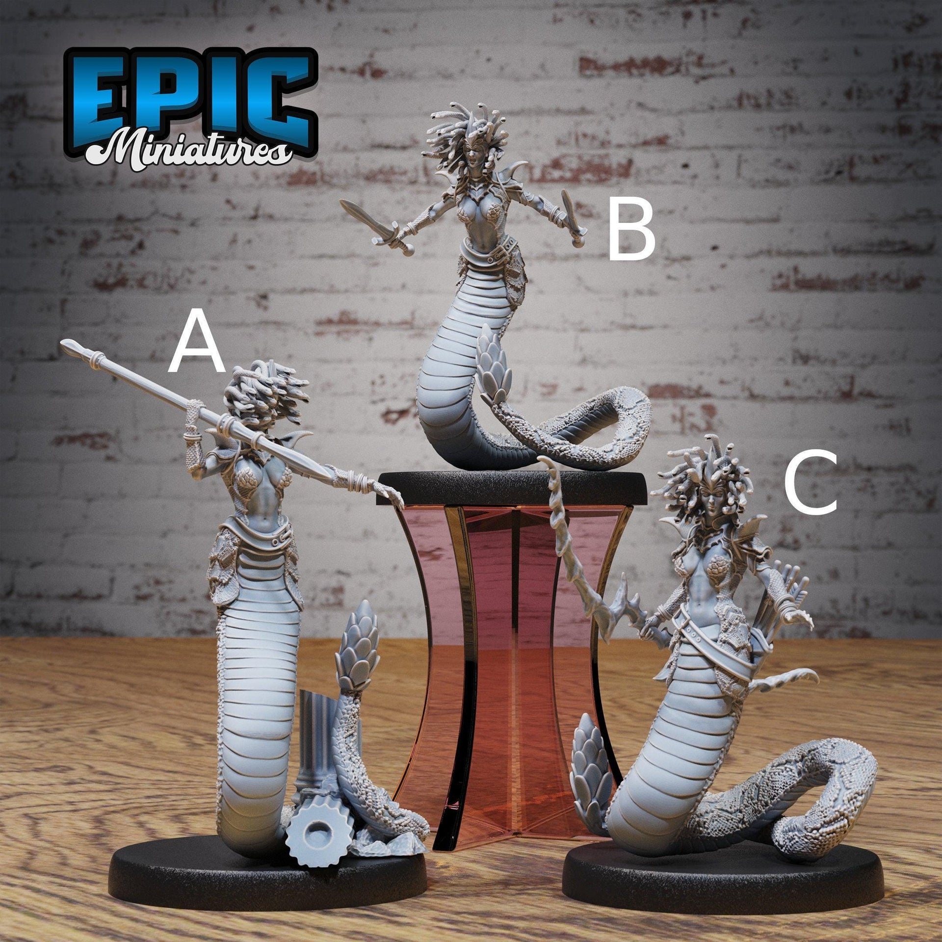 Gorgon Sisters Medusa - Epic Miniatures | 32mm | Insectoid Jungle | Snake | Fighter | Champion | Medusa