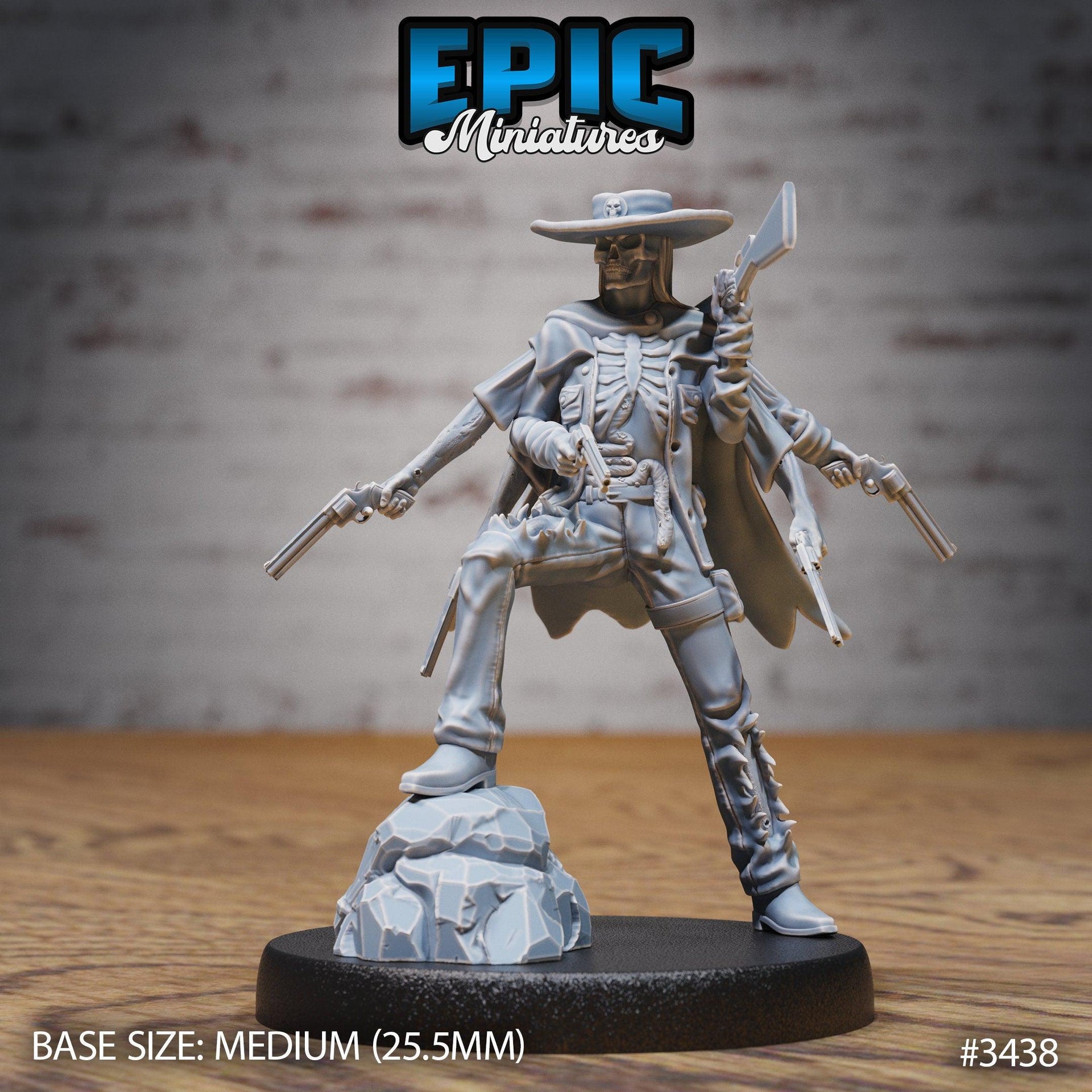 Undead Gunslinger - Epic Miniatures | 28mm | 32mm | Fantasy Wild West | six armed | Cowboy | Rifle | Skeleton | Zombie