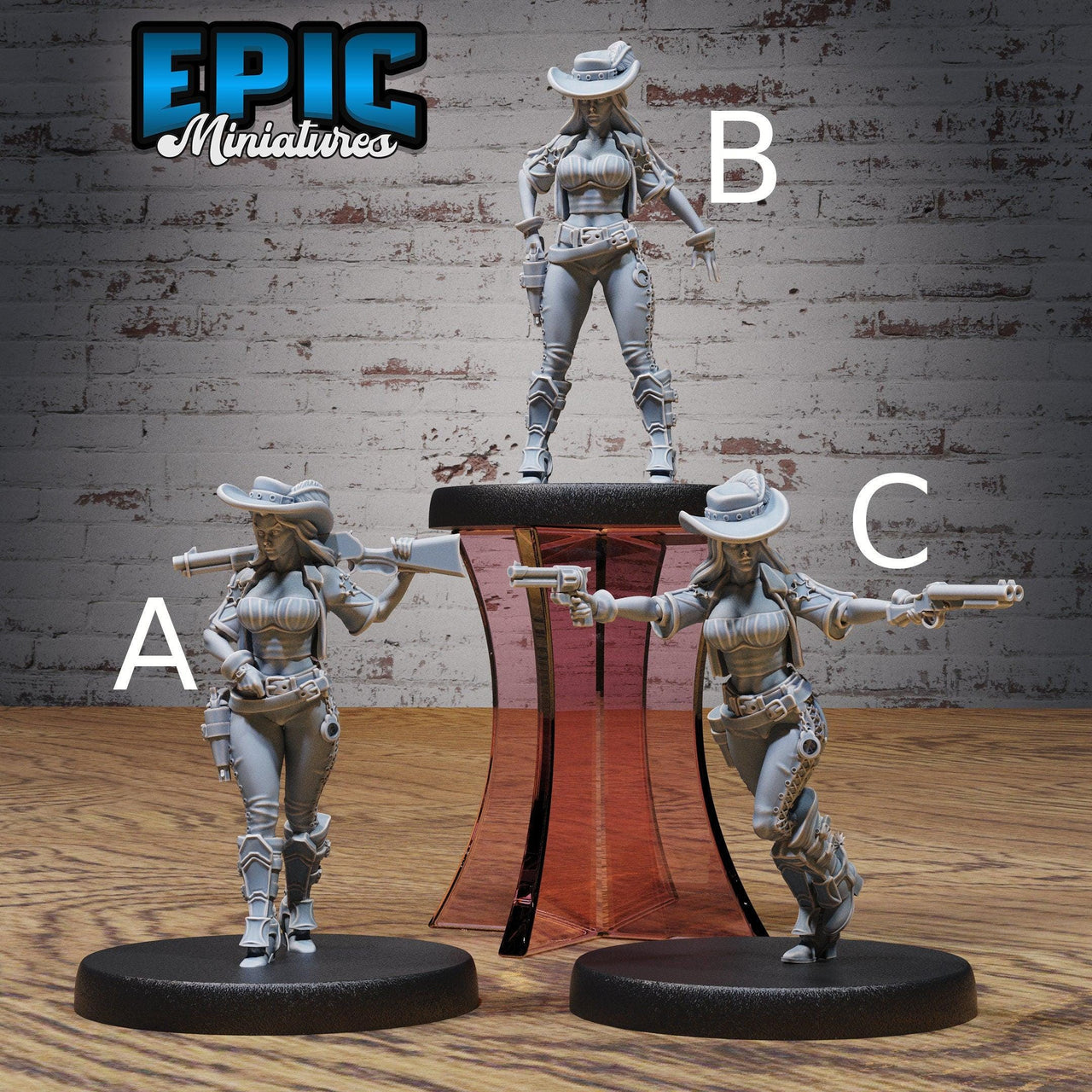 Female Gunslinger- Epic Miniatures | 28mm | 32mm | Fantasy Wild West | Bandit | Cowboy | Rifle Sharpshooter