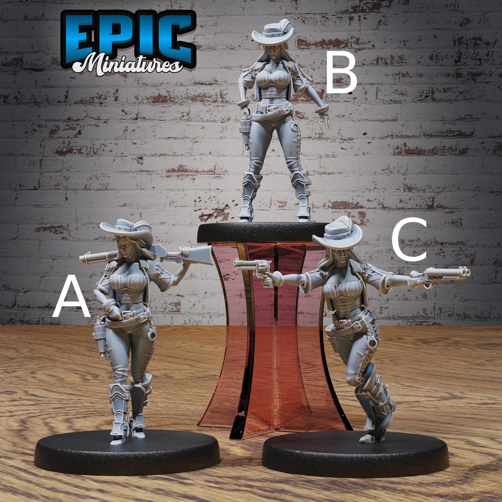 Female Gunslinger- Epic Miniatures | 28mm | 32mm | Fantasy Wild West | Bandit | Cowboy | Rifle Sharpshooter