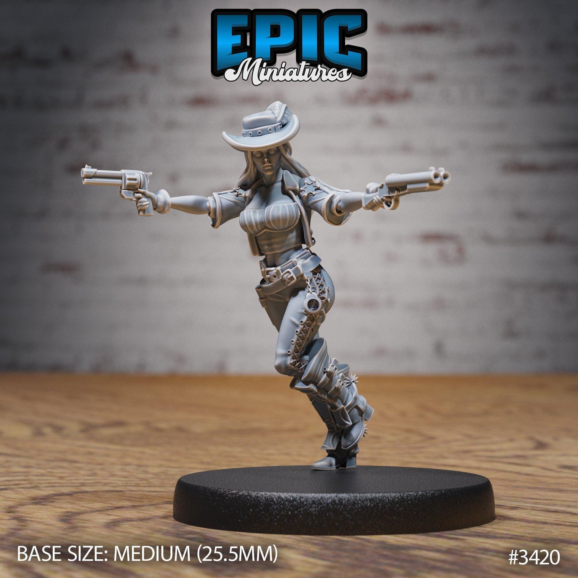 Female Gunslinger- Epic Miniatures | 28mm | 32mm | Fantasy Wild West | Bandit | Cowboy | Rifle Sharpshooter