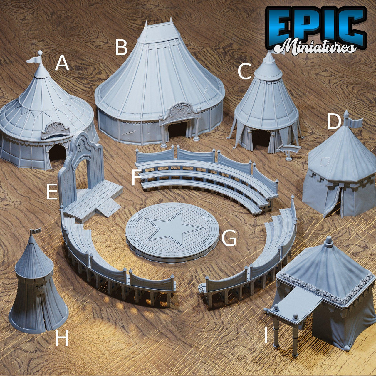 Carnival Tents - Epic Miniatures | Ninth Age | 32mm | Nightsky Carnival | Circus | Big Top | Stands | Ring