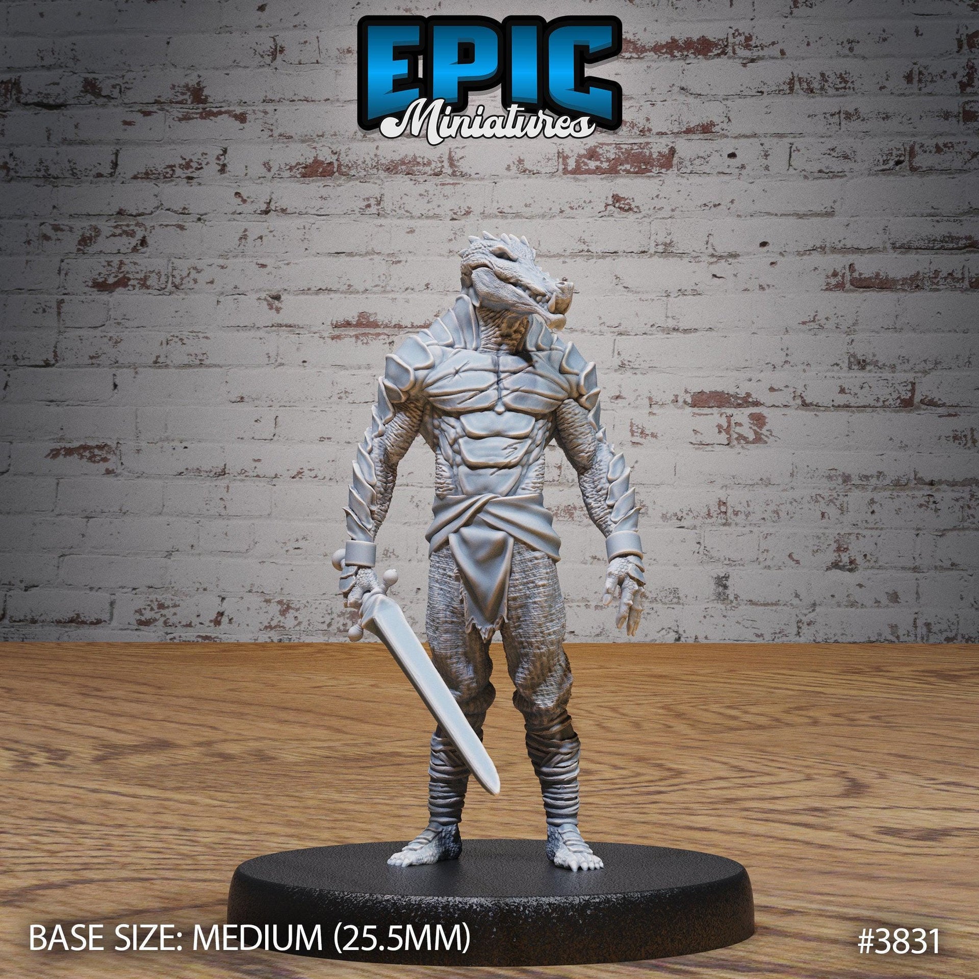 Crocodile Folk Warrior - Epic Miniatures | New World Conquest | 28mm | 32mm | Lizardfolk | Barbarian | Fighter