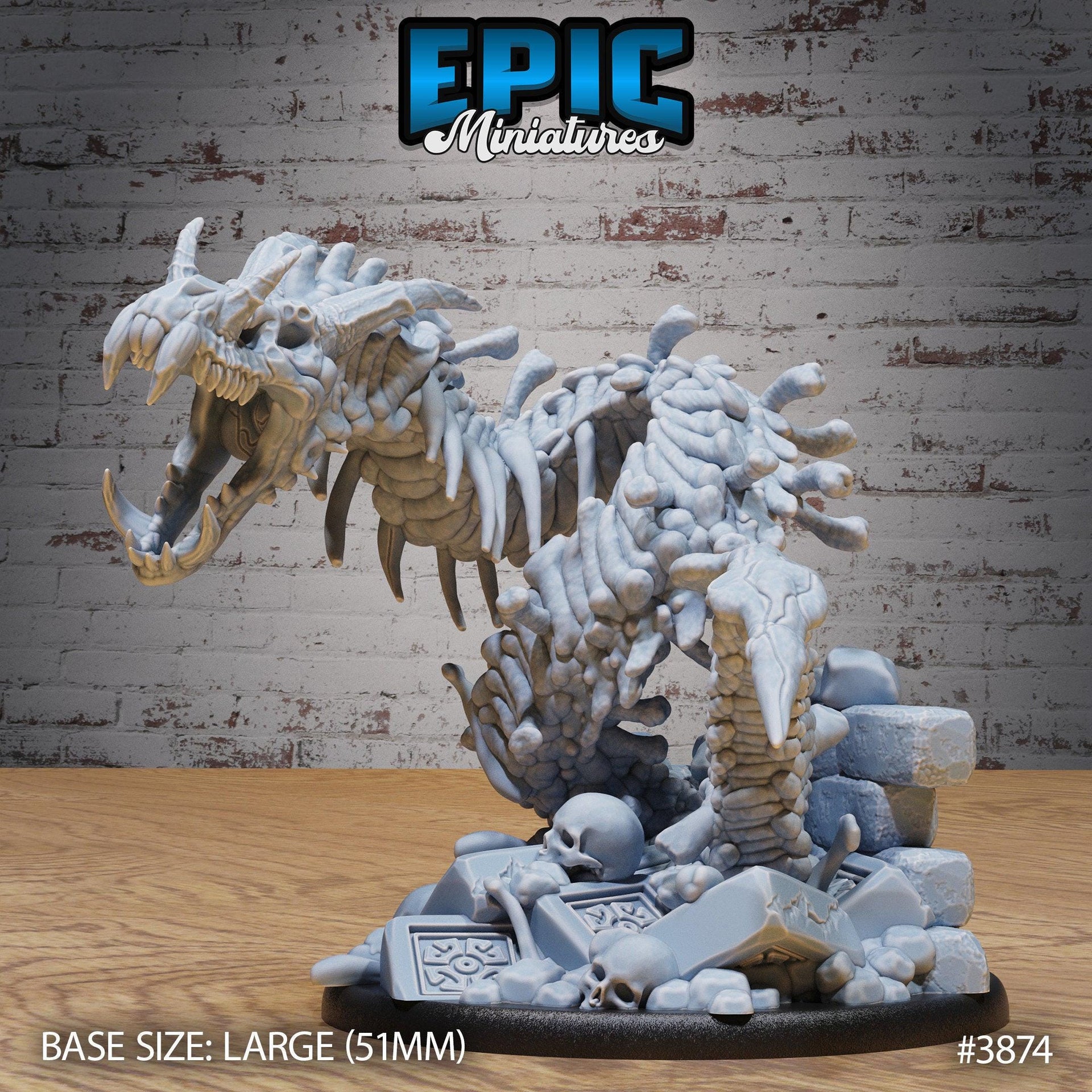 Bone Naga - Epic Miniatures | Gruesome Graveyard | 28mm | 32mm | Zombie | Undead | Demon | Dragon | Wyvern