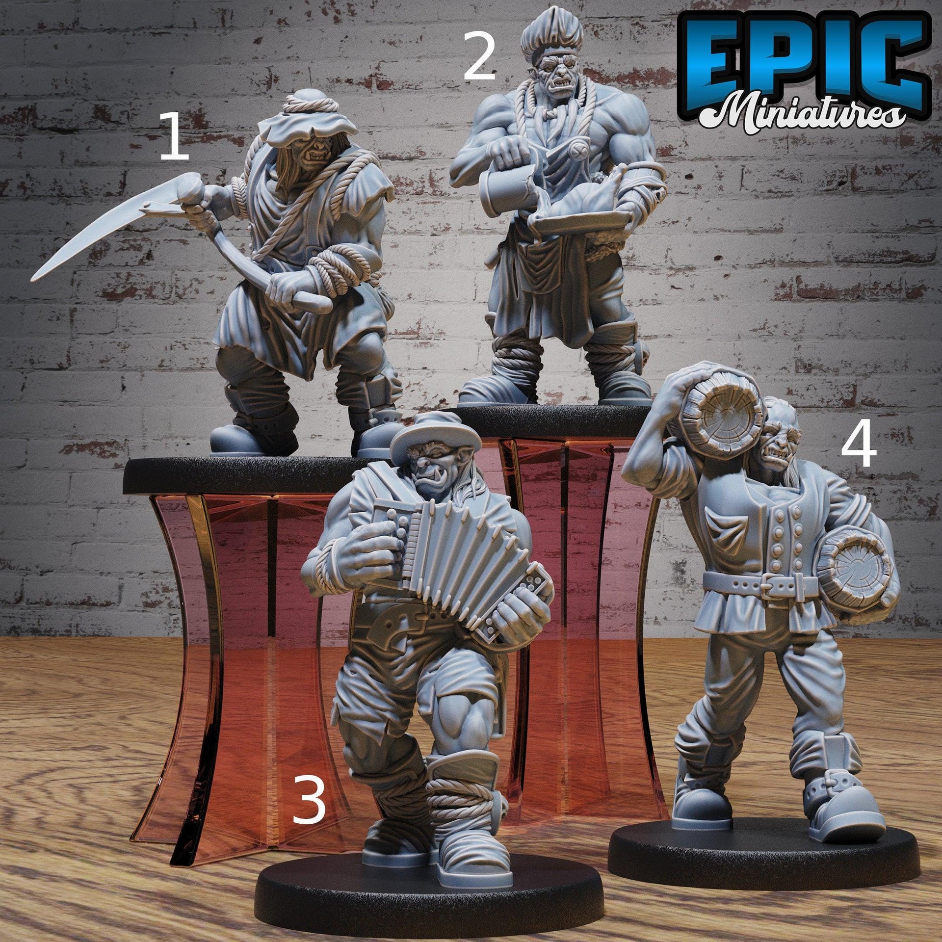 Orc Villagers- Epic Miniatures | 32mm | Festival Village | Brewer | Cook | Blacksmith | Farmer | Bard | Accordion