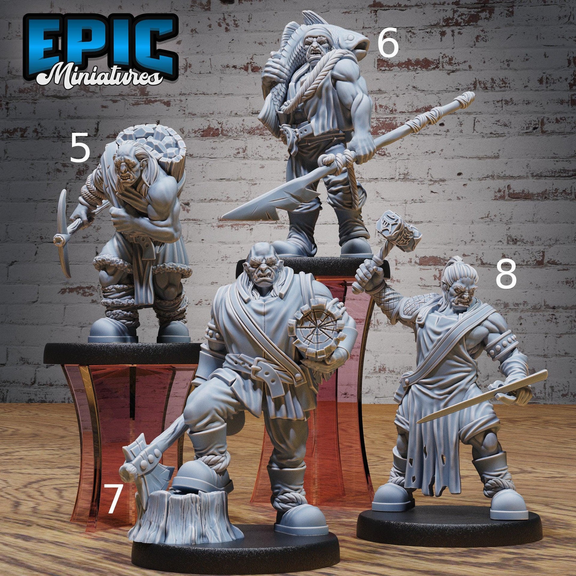 Orc Villagers- Epic Miniatures | 32mm | Festival Village | Brewer | Cook | Blacksmith | Farmer | Bard | Accordion