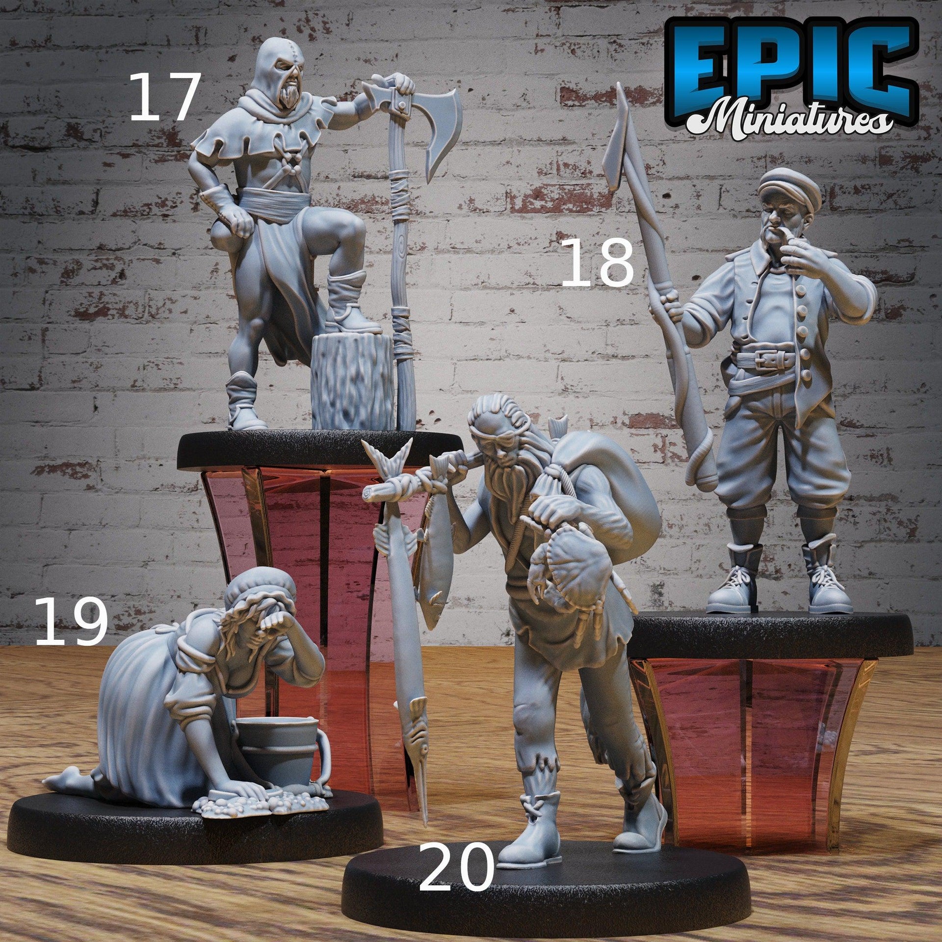Villagers 3! - Epic Miniatures | 32mm | Festival Village | Child | Drunk | Guard | Farmer | Bard | Merchant | Cart